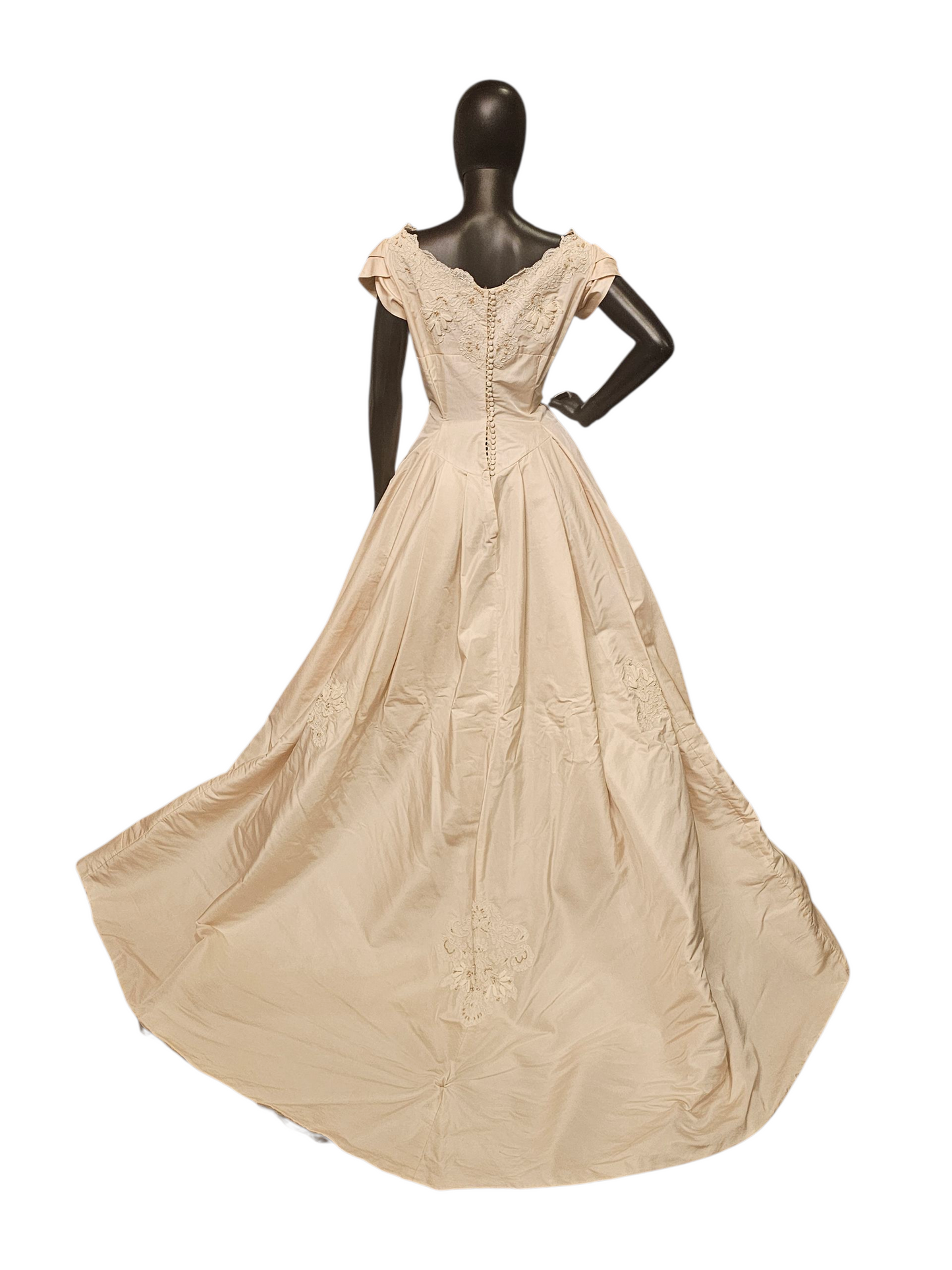 Vintage 50's Cream Silk Wedding Gown