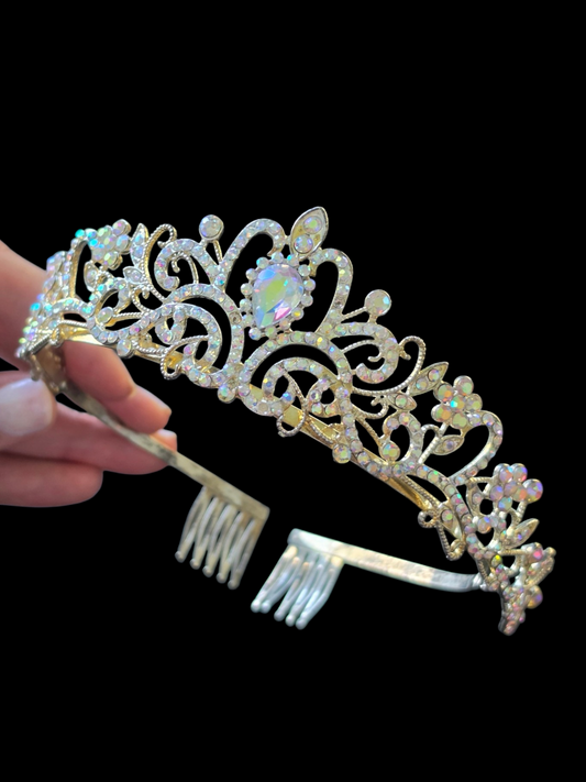 Silver Iridescent Crown/Tiara (Damaged)
