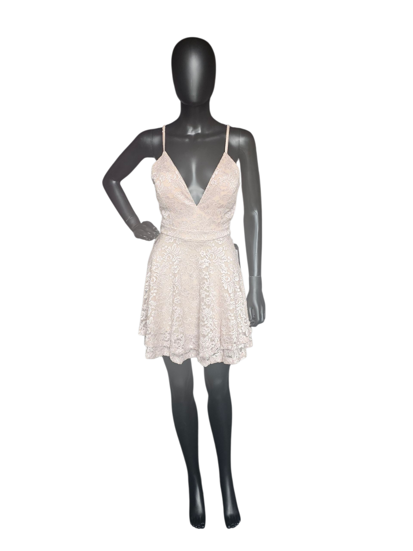 Nude/Gold Sparkle Lace Mini Party/Cocktail Dress - Windsor