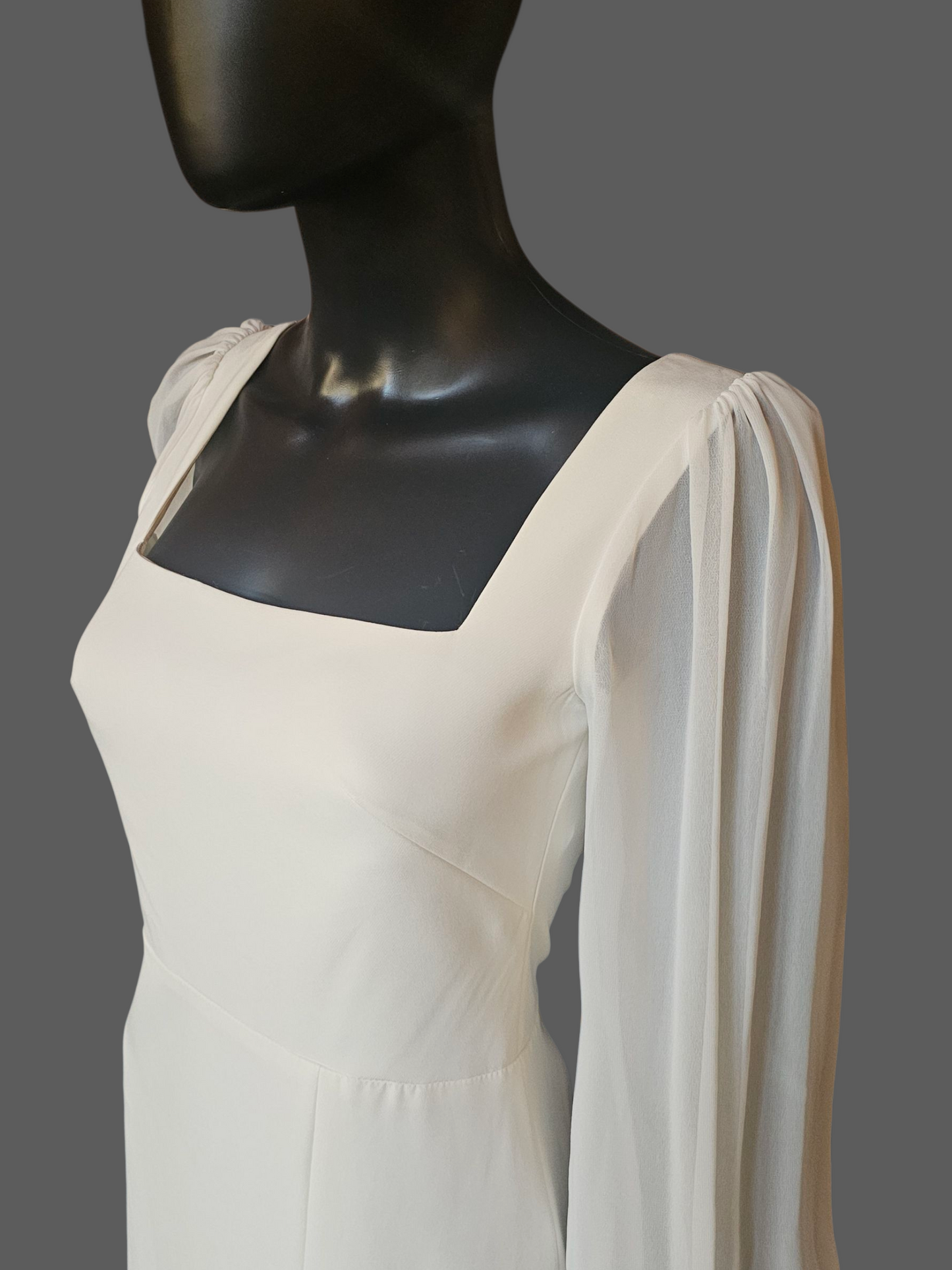 Square Neck Peasant Sleeve Boho Fitted Wedding Gown - Jenny Yoo