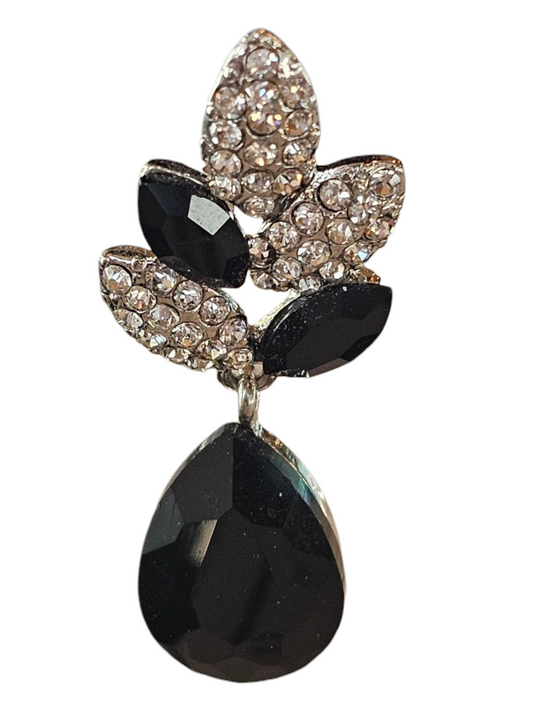 Black/Silver Teardrop Leaf Earring
