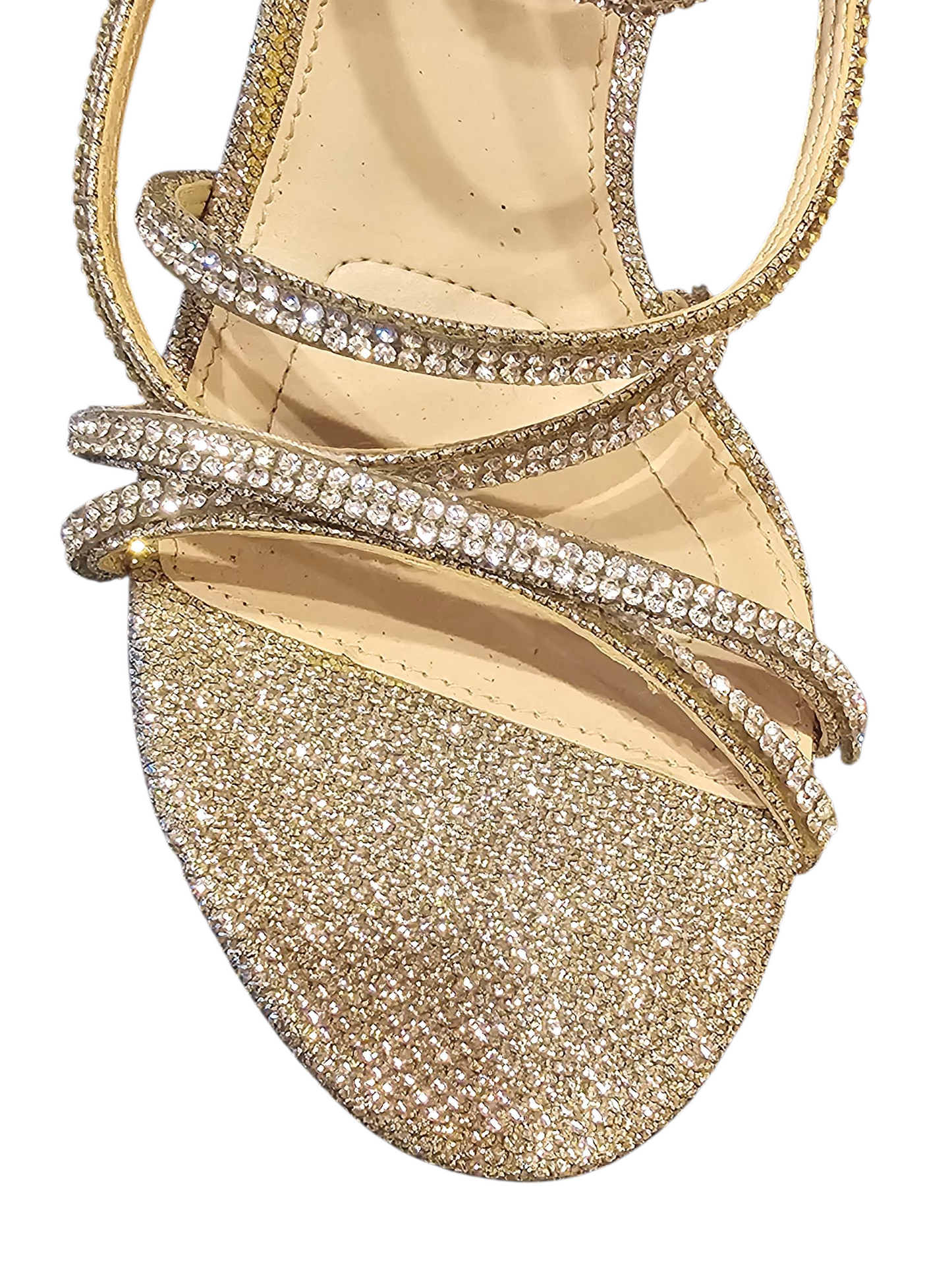 Nude/Gold Sparkle Stiletto Sandal - Nina