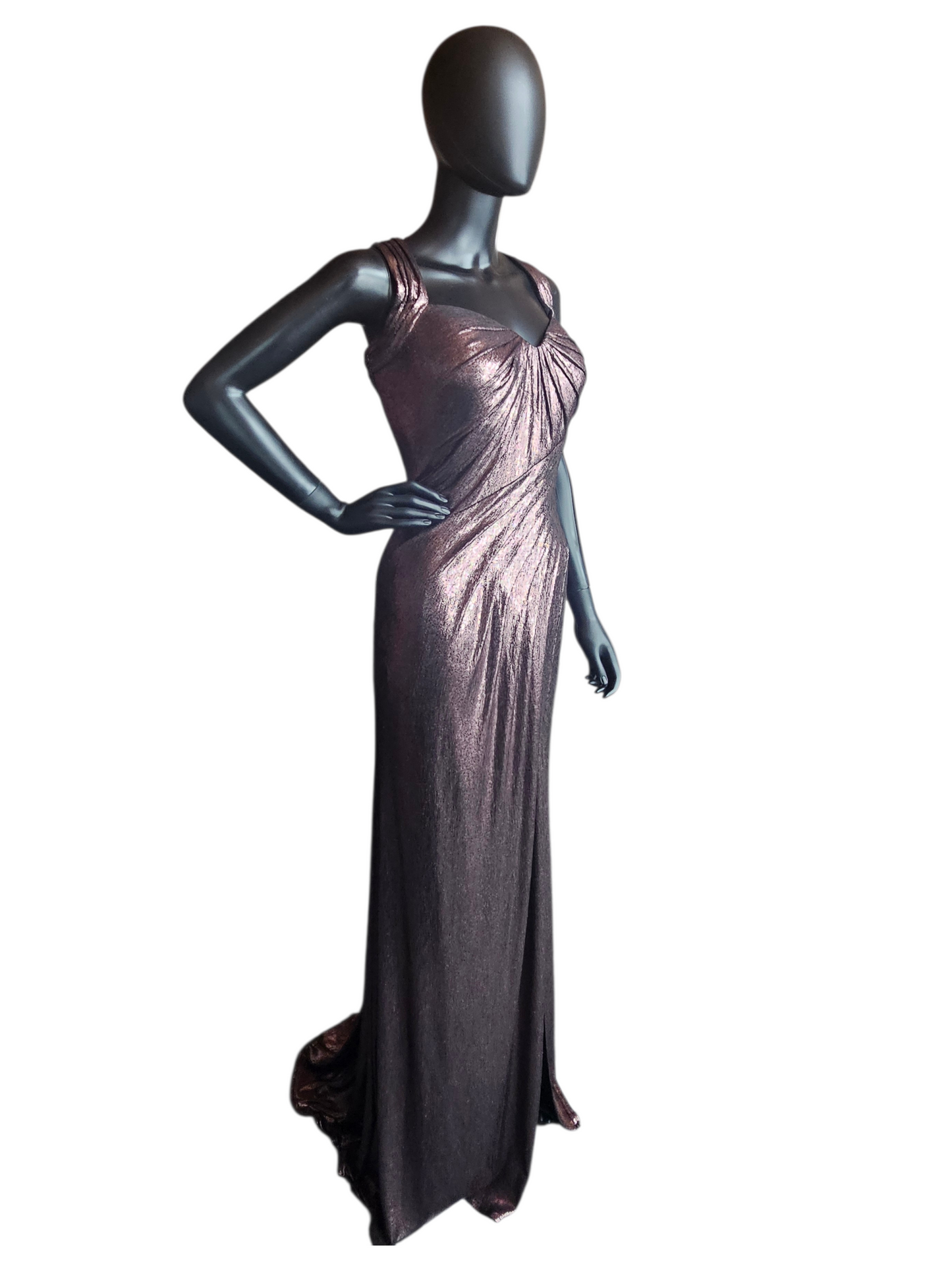 Rose Liquid Gold Drape Halter Formal Dress NWT - Tadashi Shoji