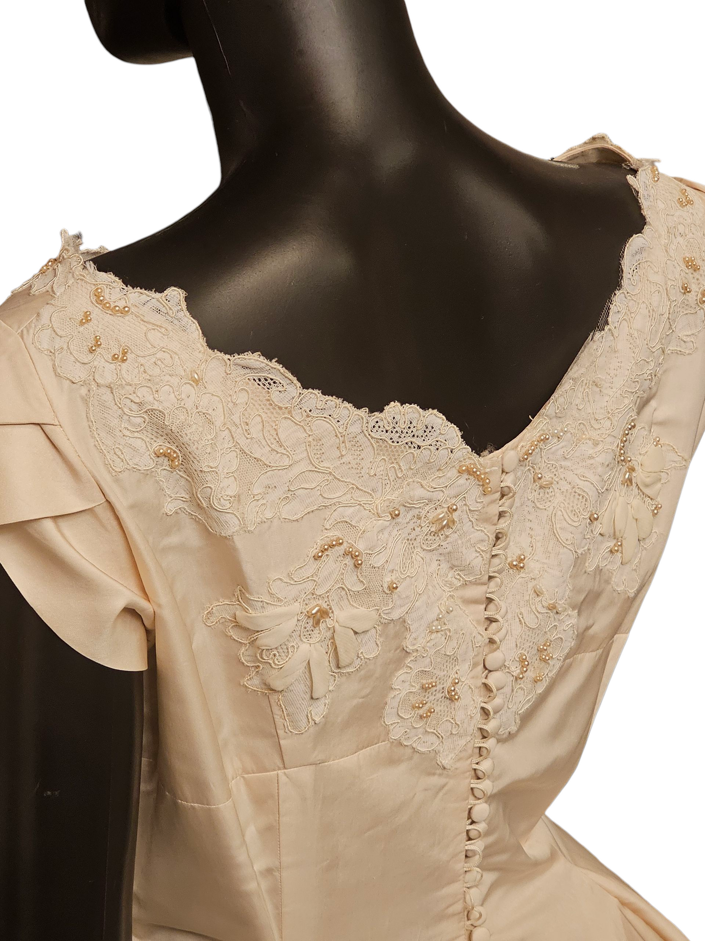 Vintage 50's Cream Silk Wedding Gown