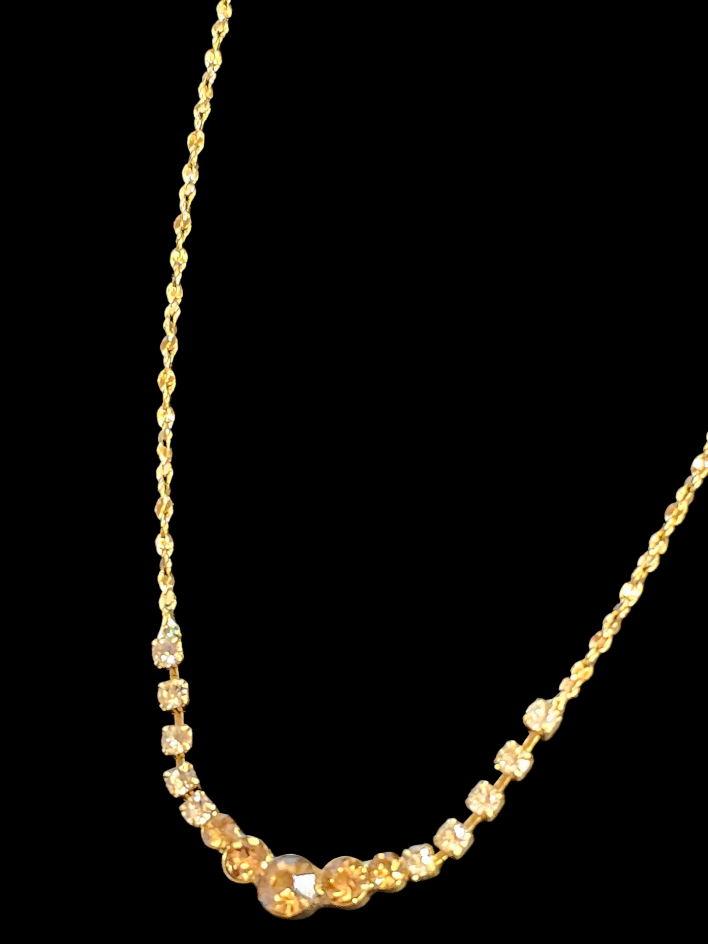 Gold/Champagne Minimalist Crystal Necklace/Earring Set
