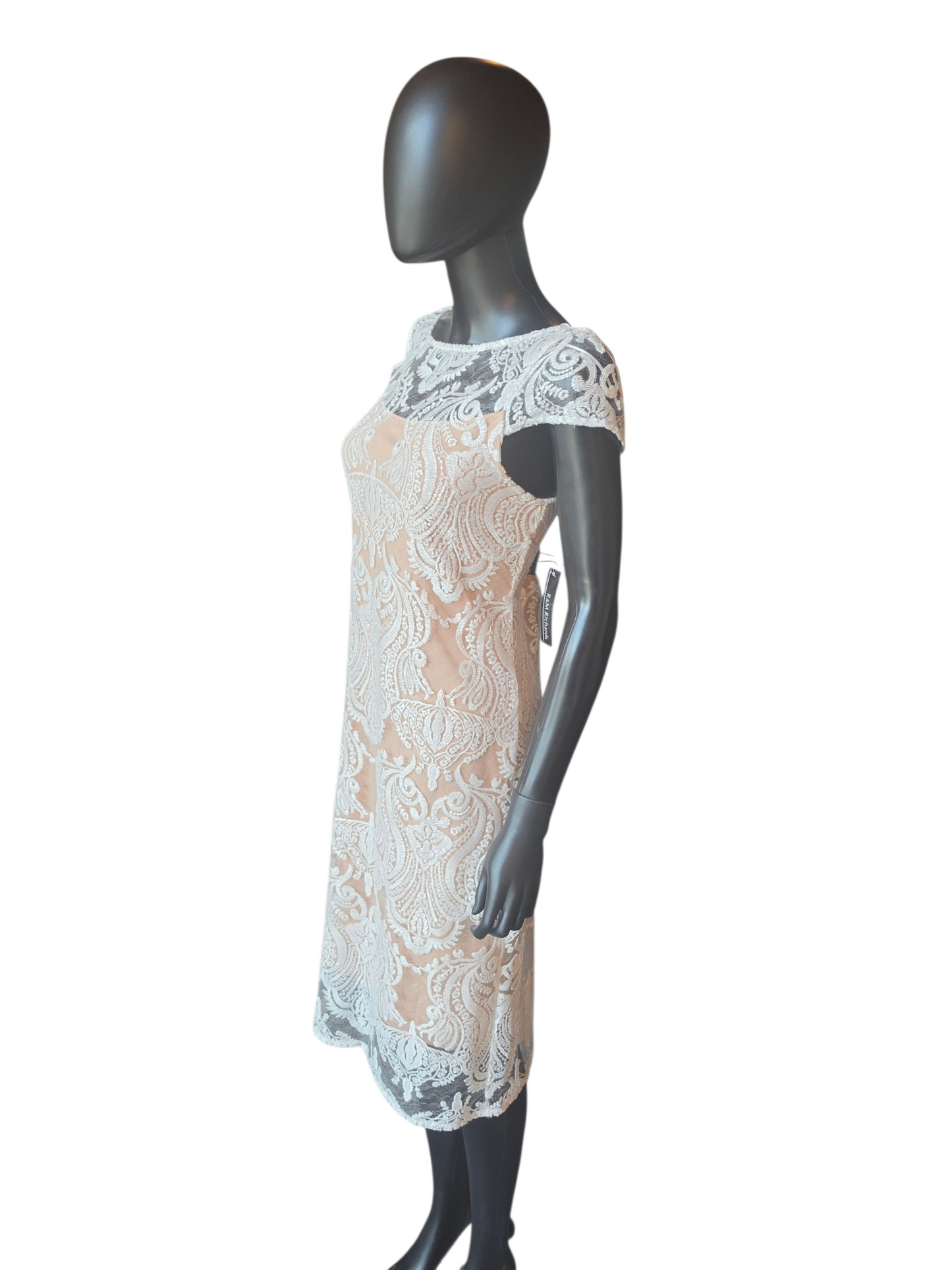 Iv/Nude Lace Cap Sleeve Party/Bachelorette Dress - RM Richards