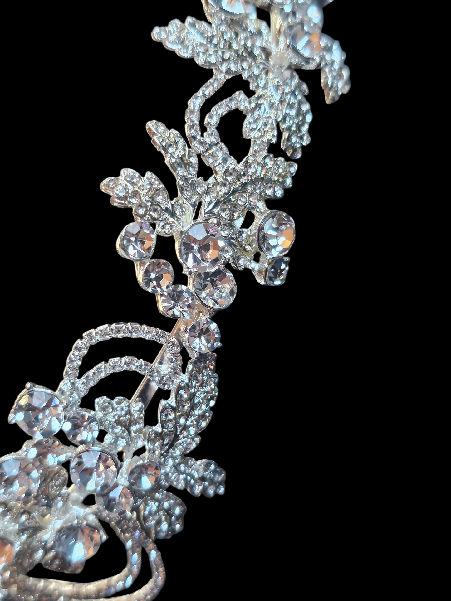 Large Silver Rhinestone/Crystal Asymetrical Filigree Bridal Headband