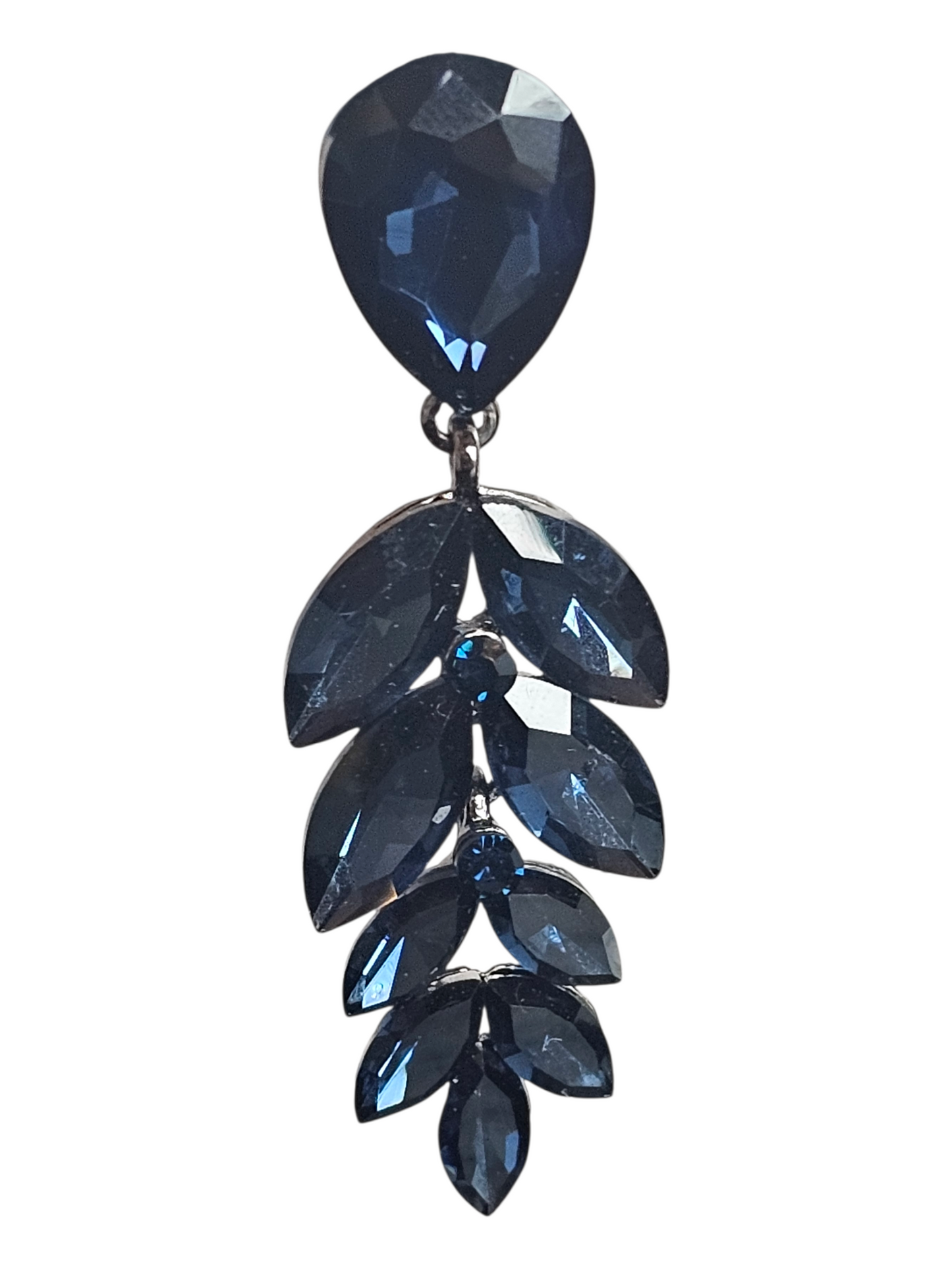 Blue Crystal Leaf Dangle Earring