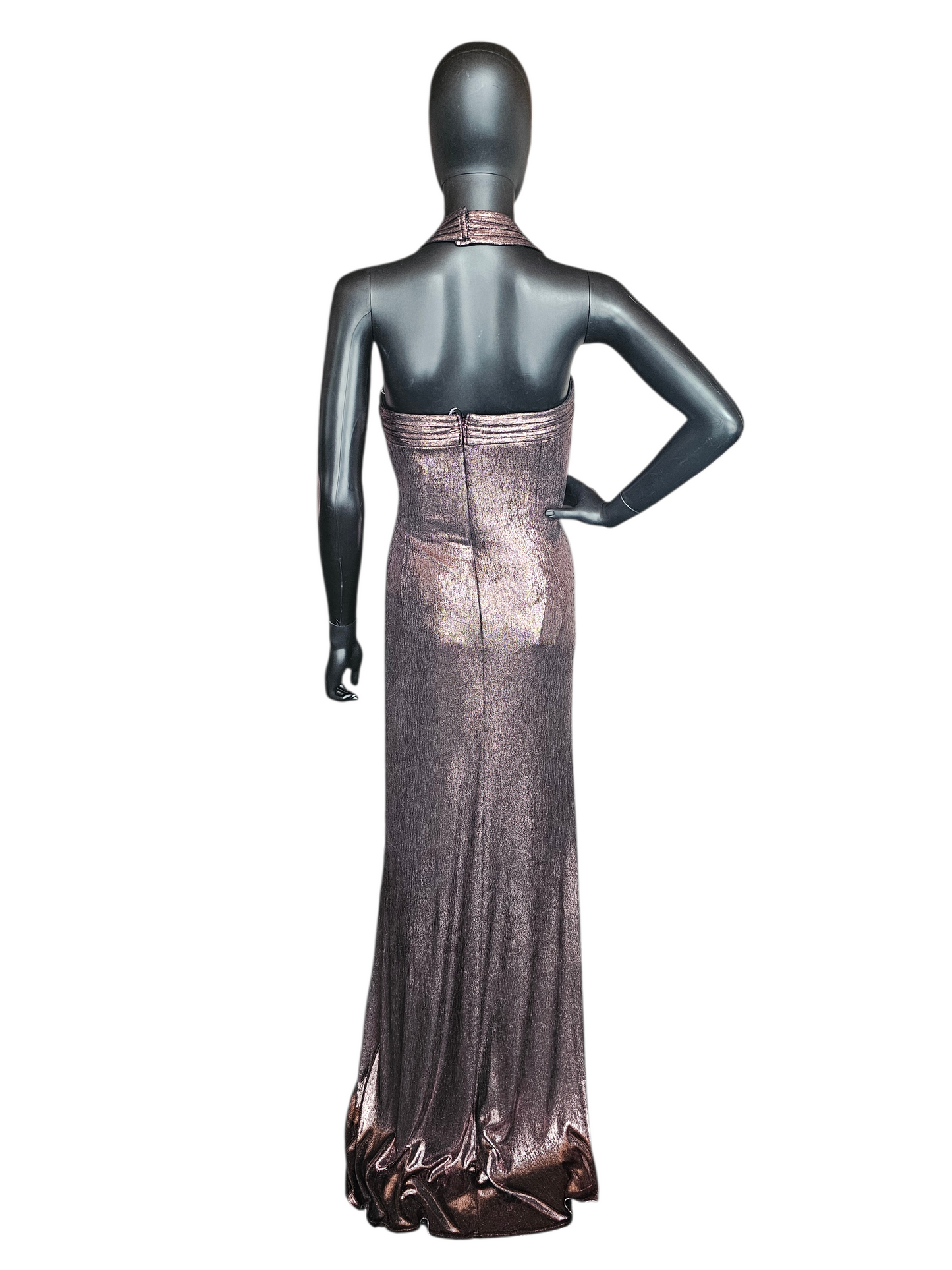 Rose Liquid Gold Drape Halter Formal Dress NWT - Tadashi Shoji