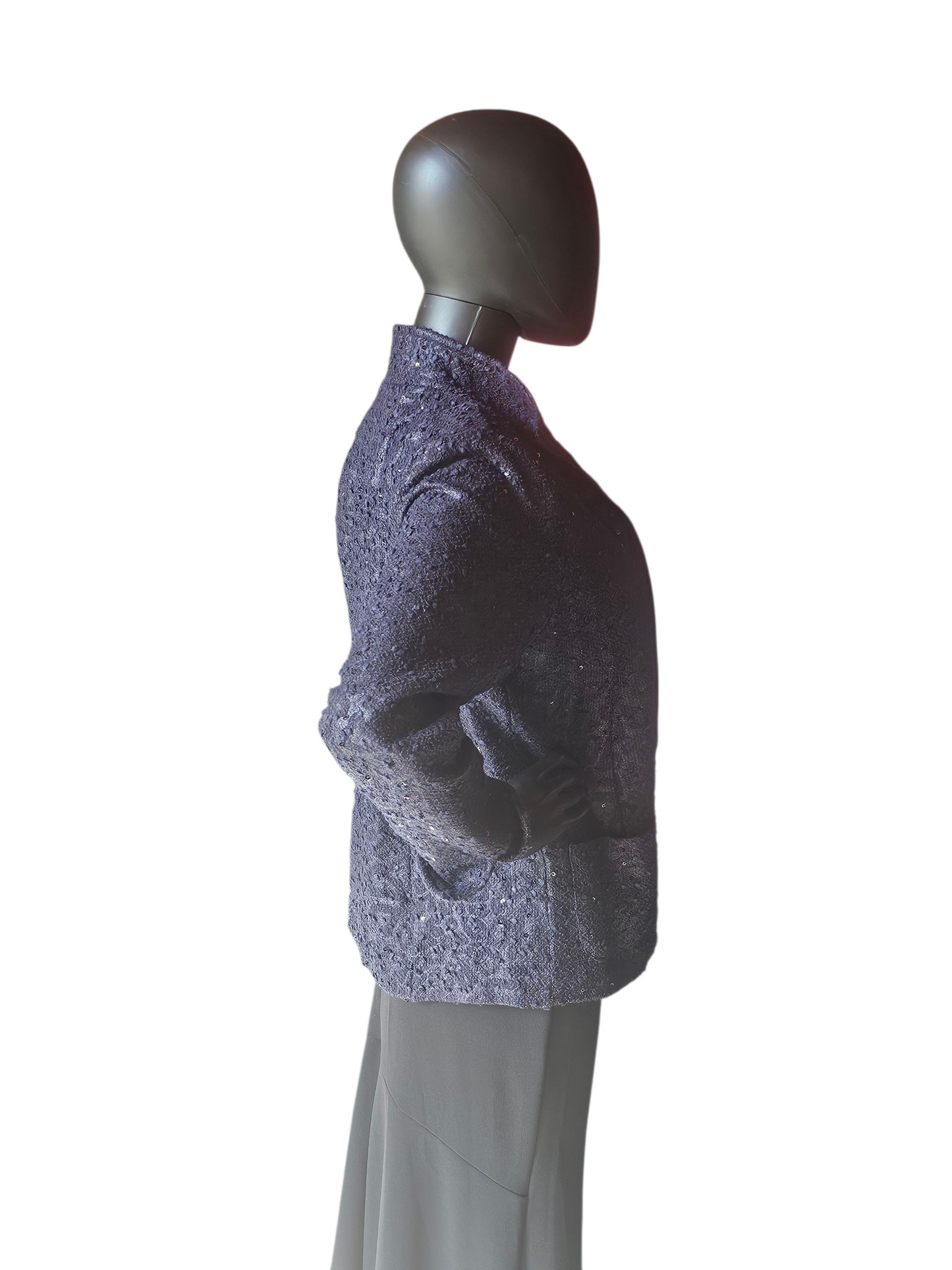 Navy Sparkle Front Zip Jacket - Erin London