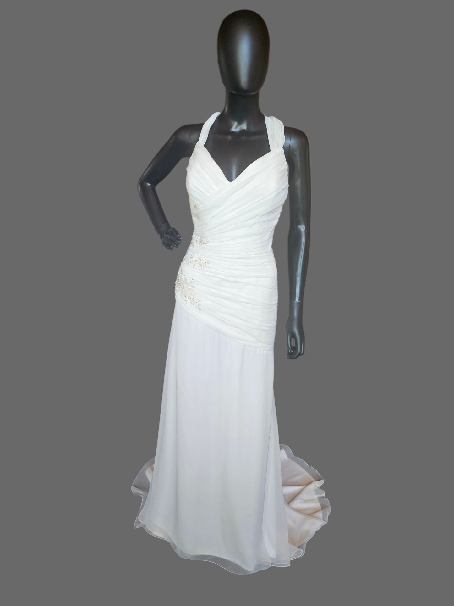 Chiffon Halter Asymmetrical Fit/Flare - Private Label