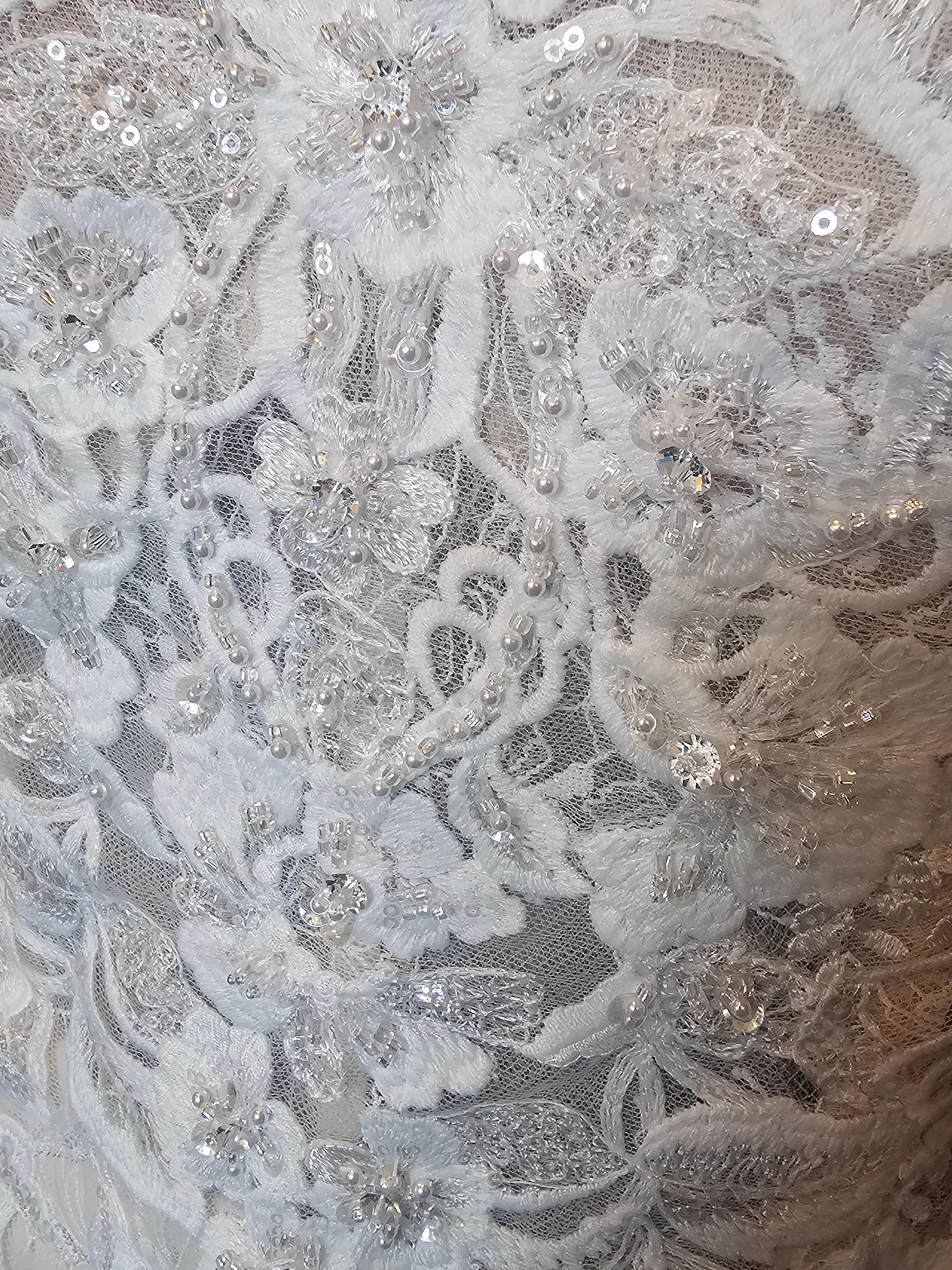 Ivory/Honey Beaded Fitted Lace Sweetheart Strapless Wedding Dress - Mori Lee