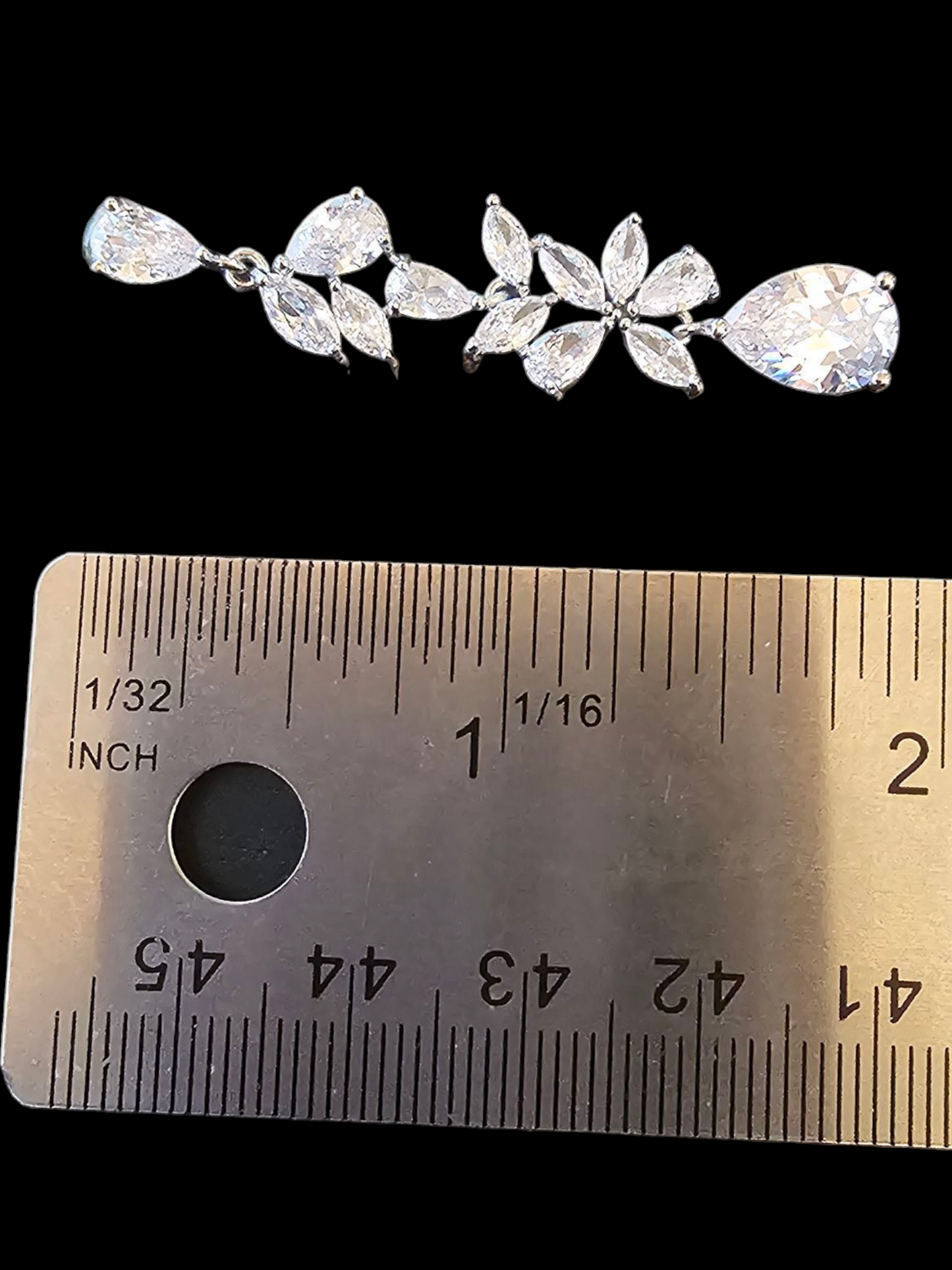 Silver Crystal Teardrop Earring