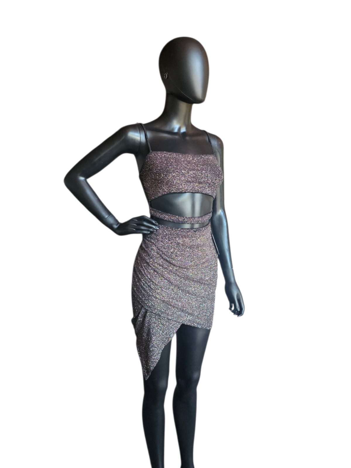 Black Glitter Cutout Homecoming Dress - Windsor