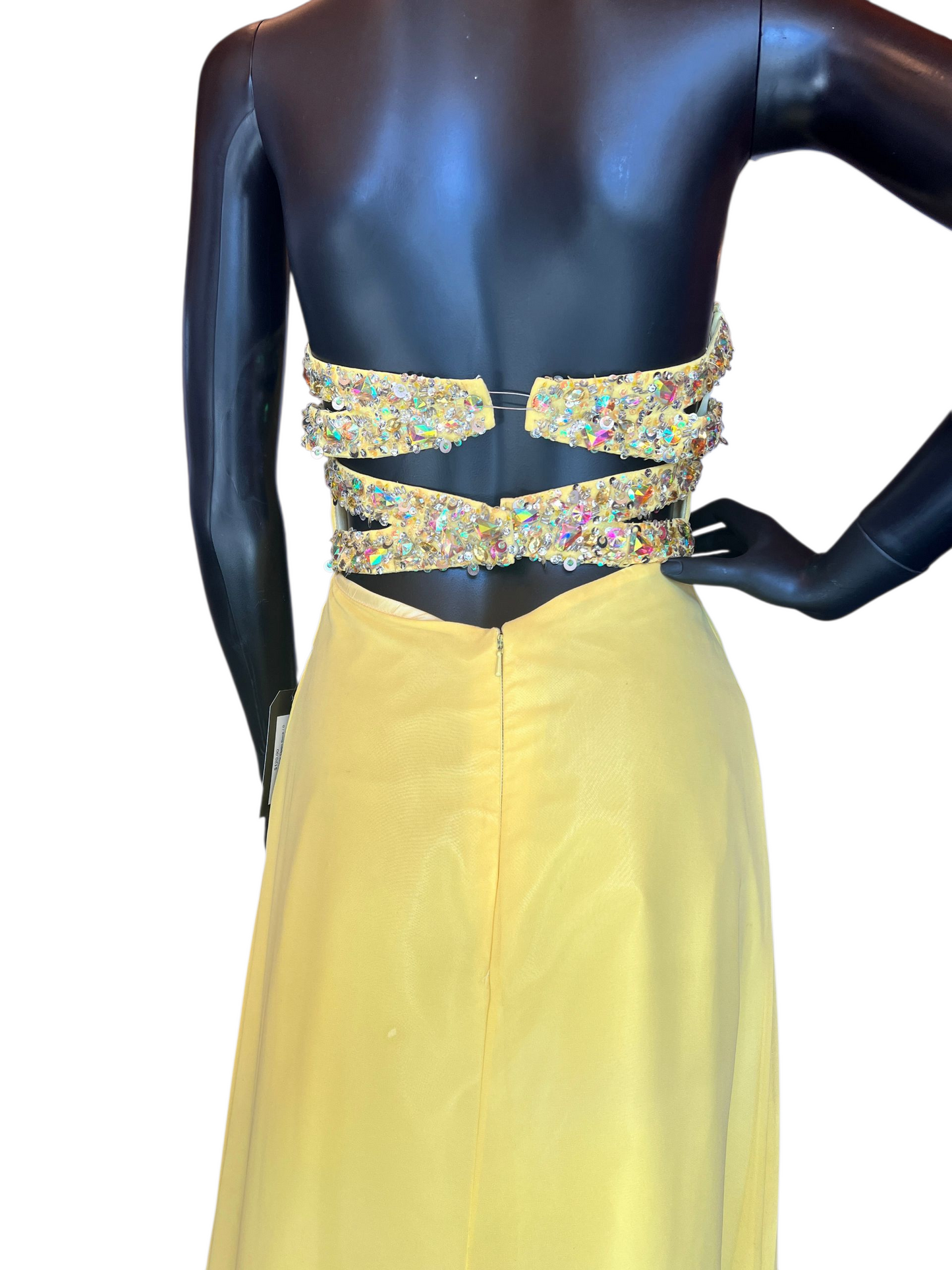 Yellow Strapless Open Back