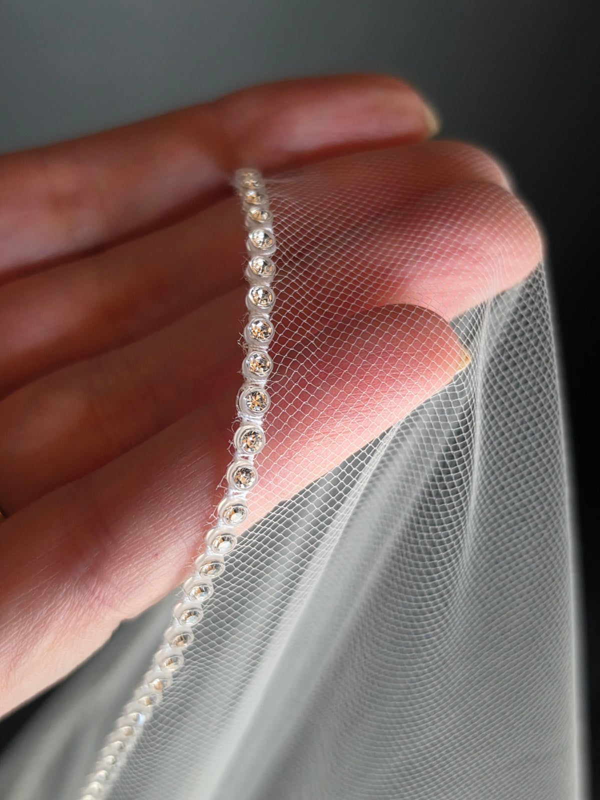 Full Ivory Double Layer Rhinestone Edge Veil