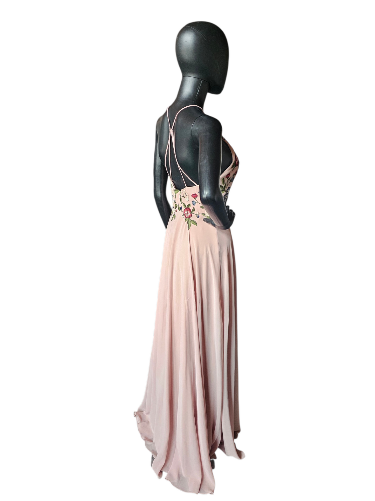 Dusty Pink Floral Halter Maxi Formal Dress - Jenny Yoo