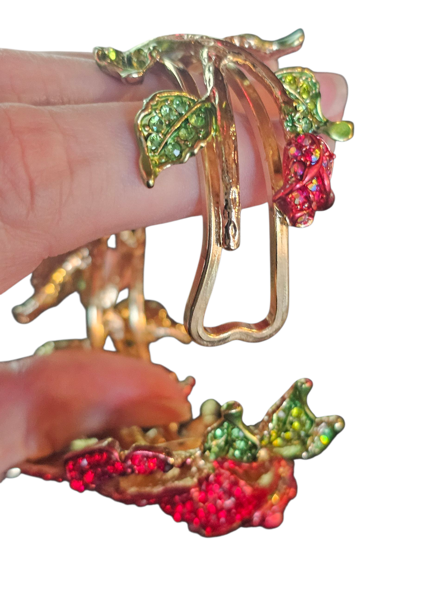 Gold Crystal Rose Cuff Bracelet