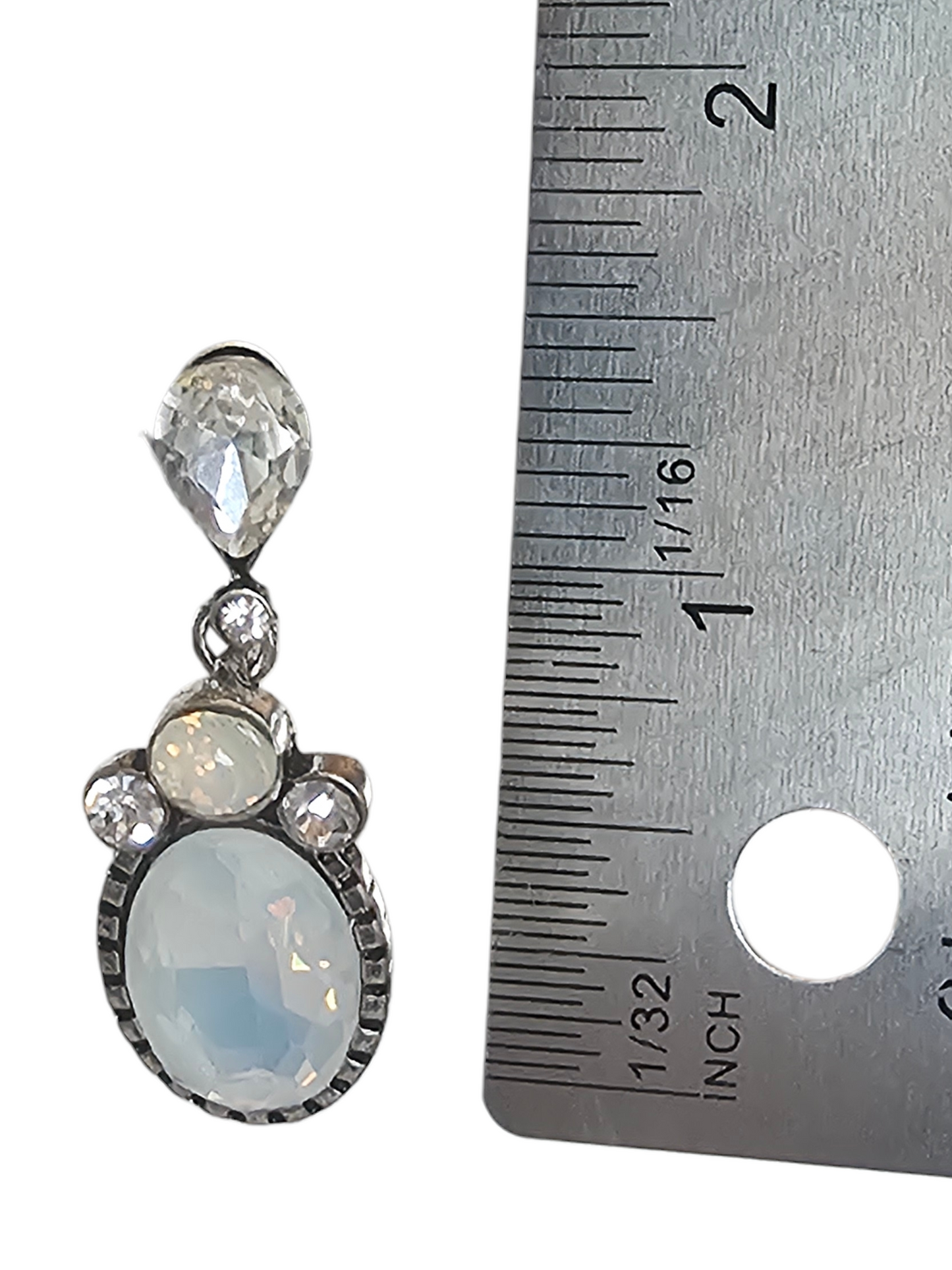 Silver Moonstone Post Earring - Mariell