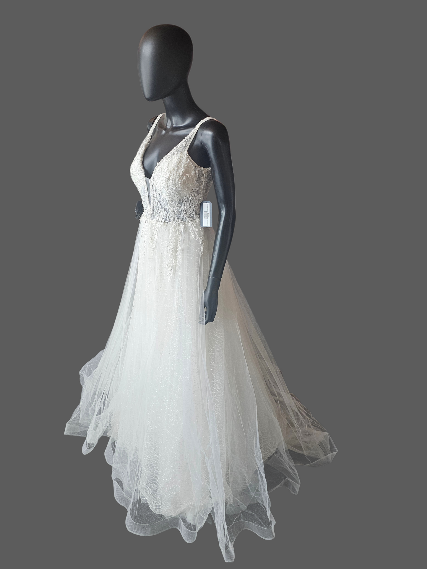 Ivory V-Neck Plunge Layered Sparkle - Di La Sena