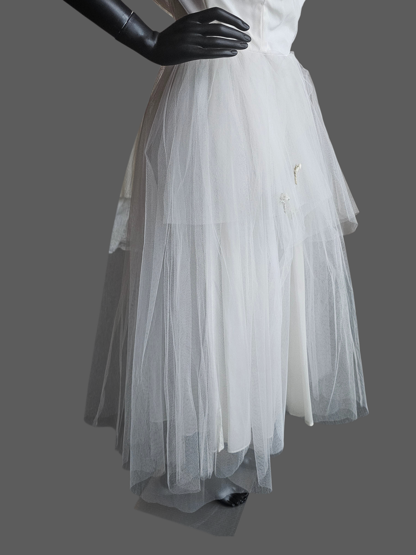 Vintage 50's Tulle Tea-Length Wedding Dress