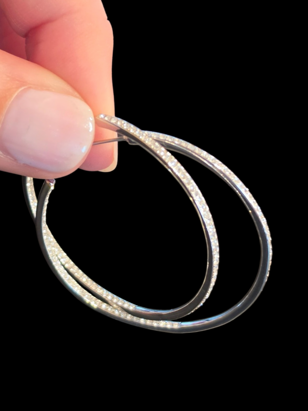 Sterling Silver Crystal Hoop Earring