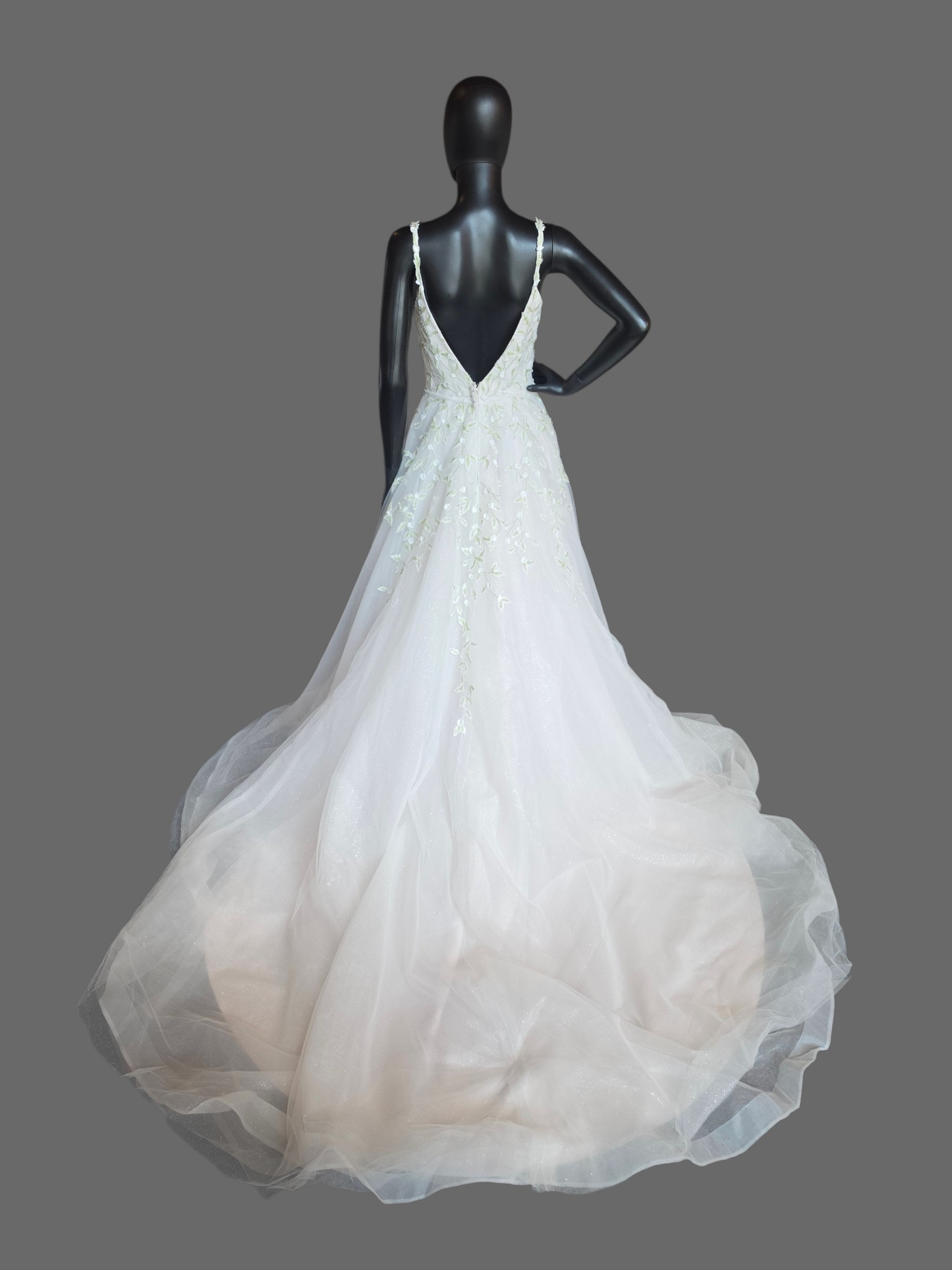 Ivory/Green Floral Sparkle A-Line Wedding Gown - Maggie Sottero