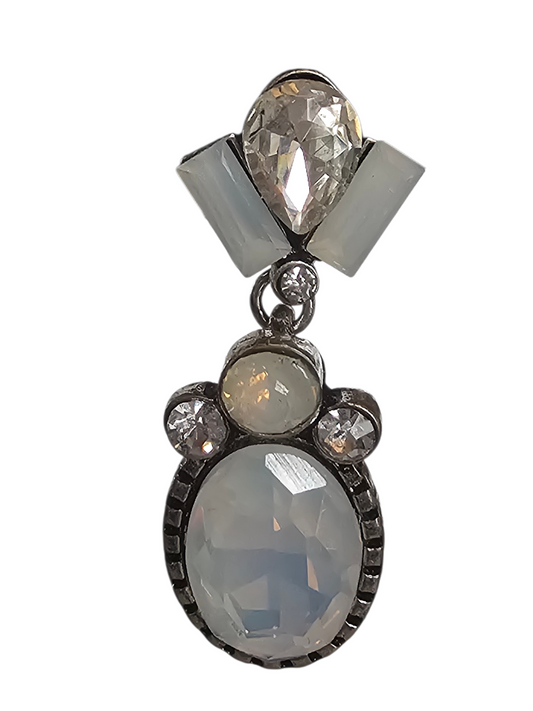 Silver Moonstone Post Earring - Mariell