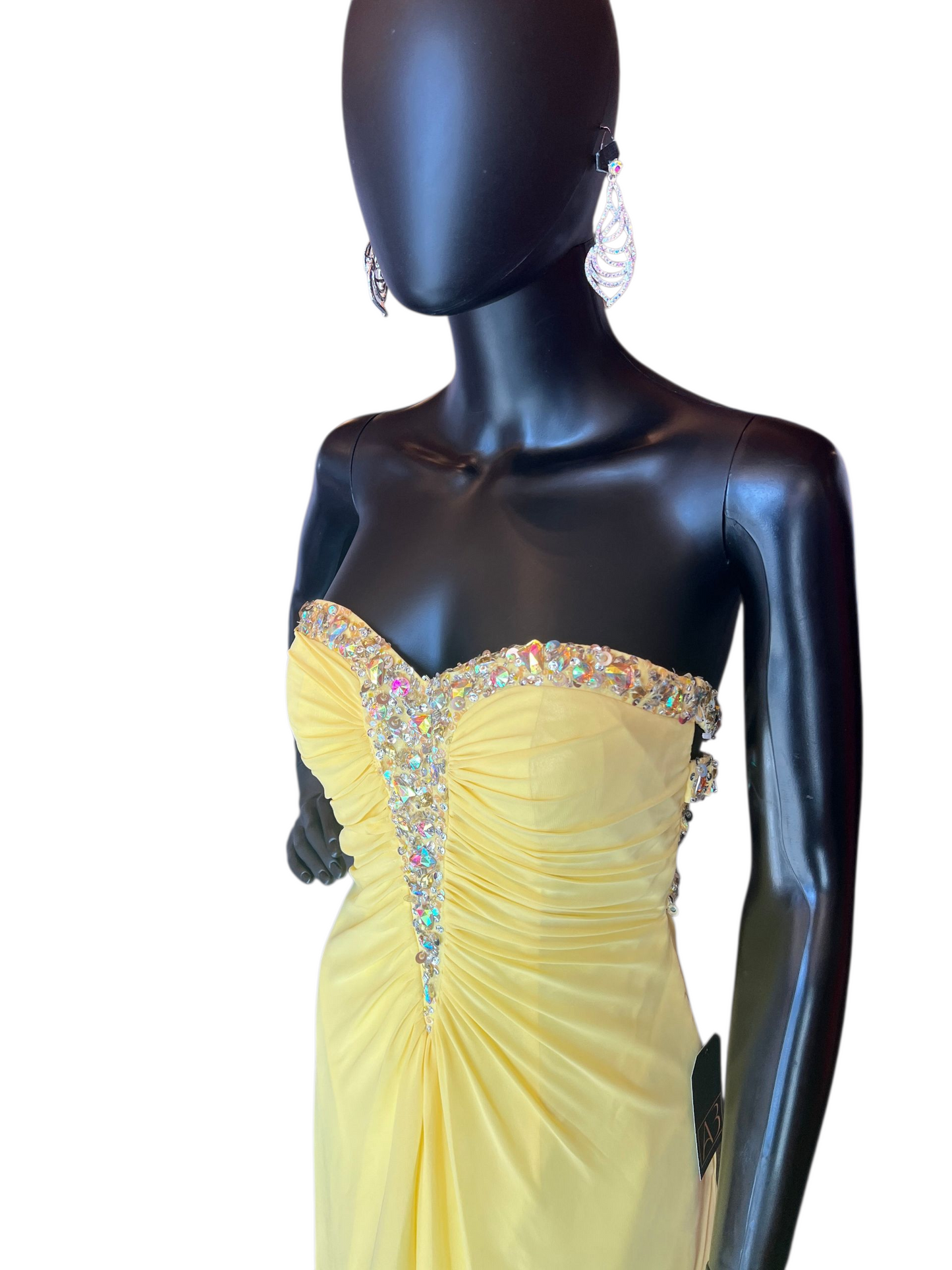 Yellow Strapless Open Back