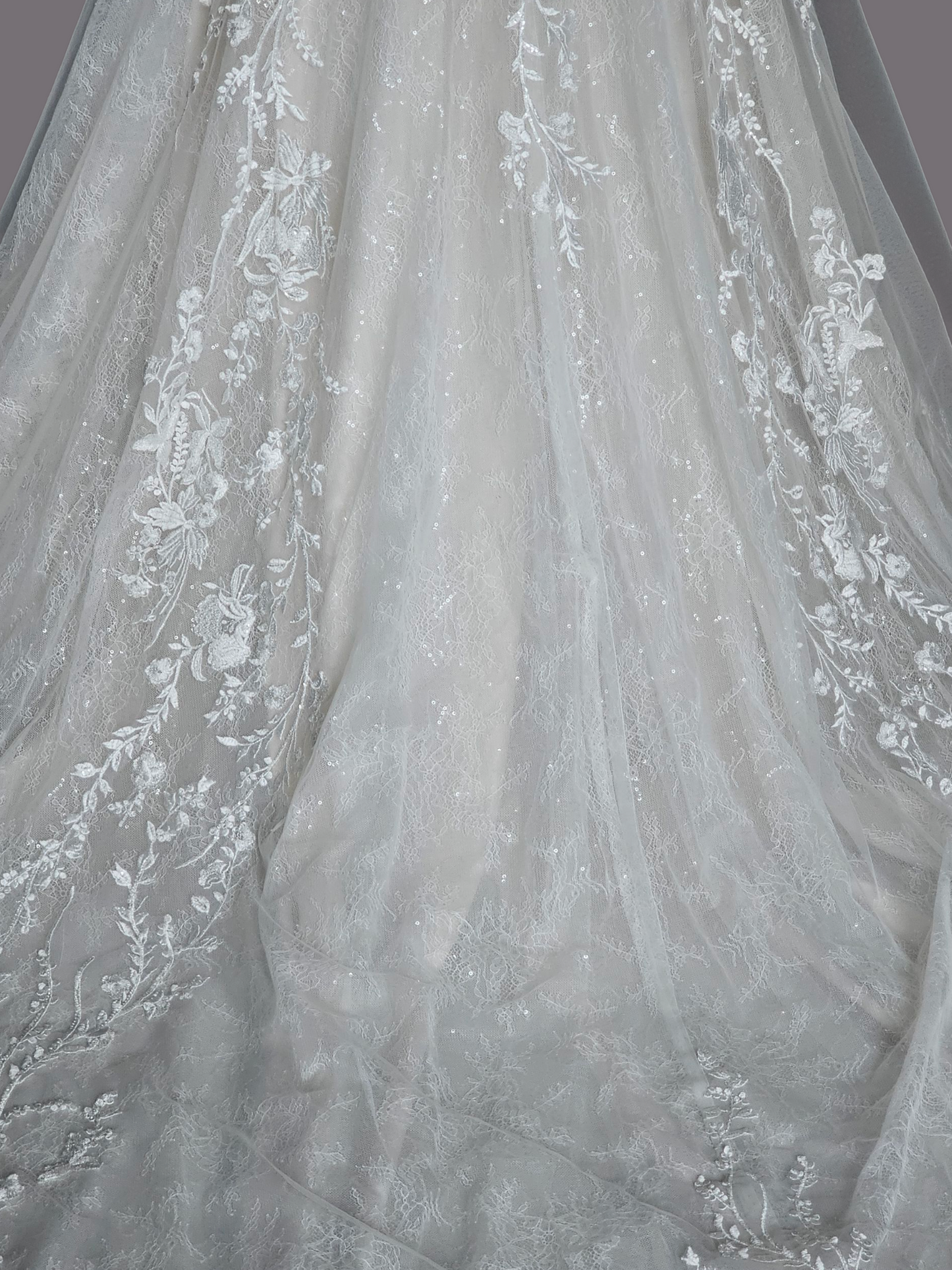 Champagne Lace V-Neck Illusion Back Wedding Gown - Mori Lee