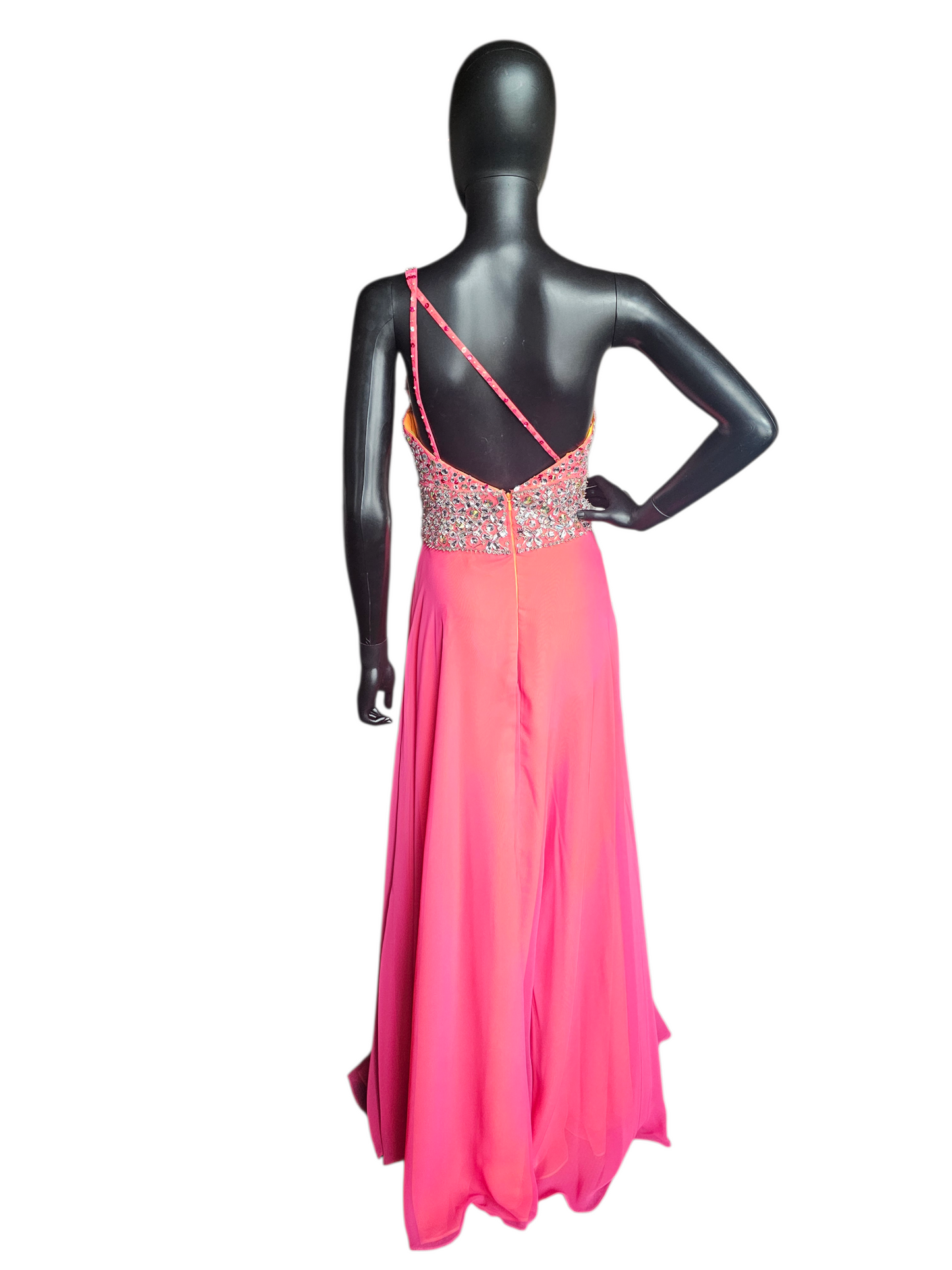 Pink/Orange Crystal One Shoulder Prom/Pagent Dress