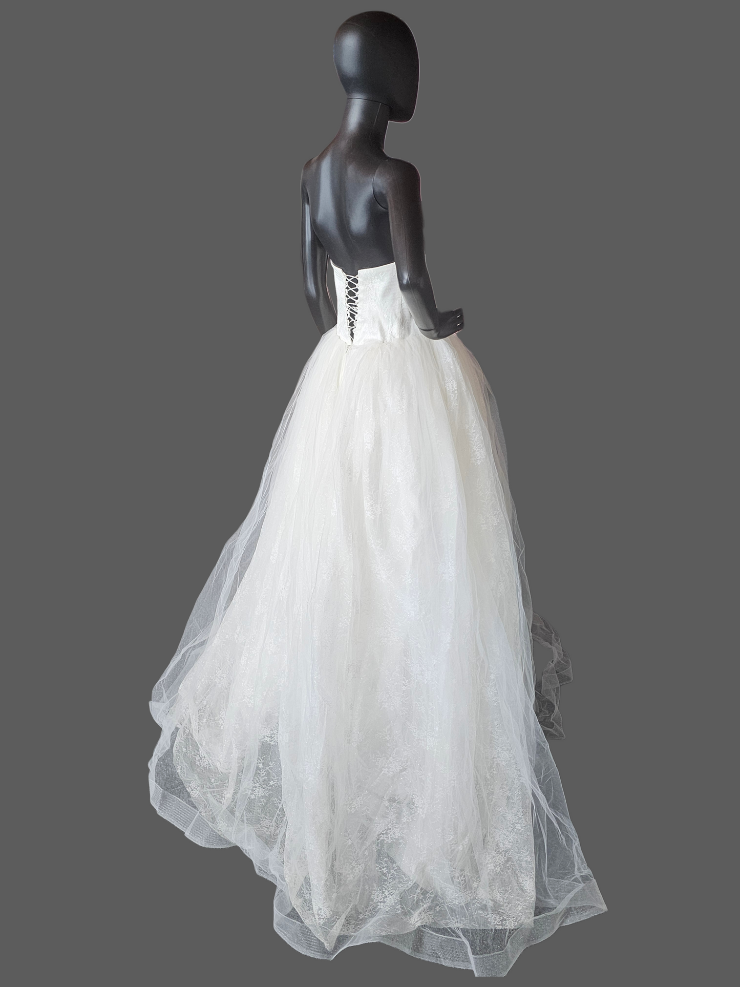 Ivory Lace Sparkle Strapless Sweetheart Wedding Ballgown - Di La Sena