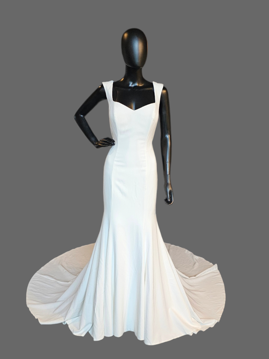 Simple Crepe Open Sides Fit/Flare Wedding Gown - Allure