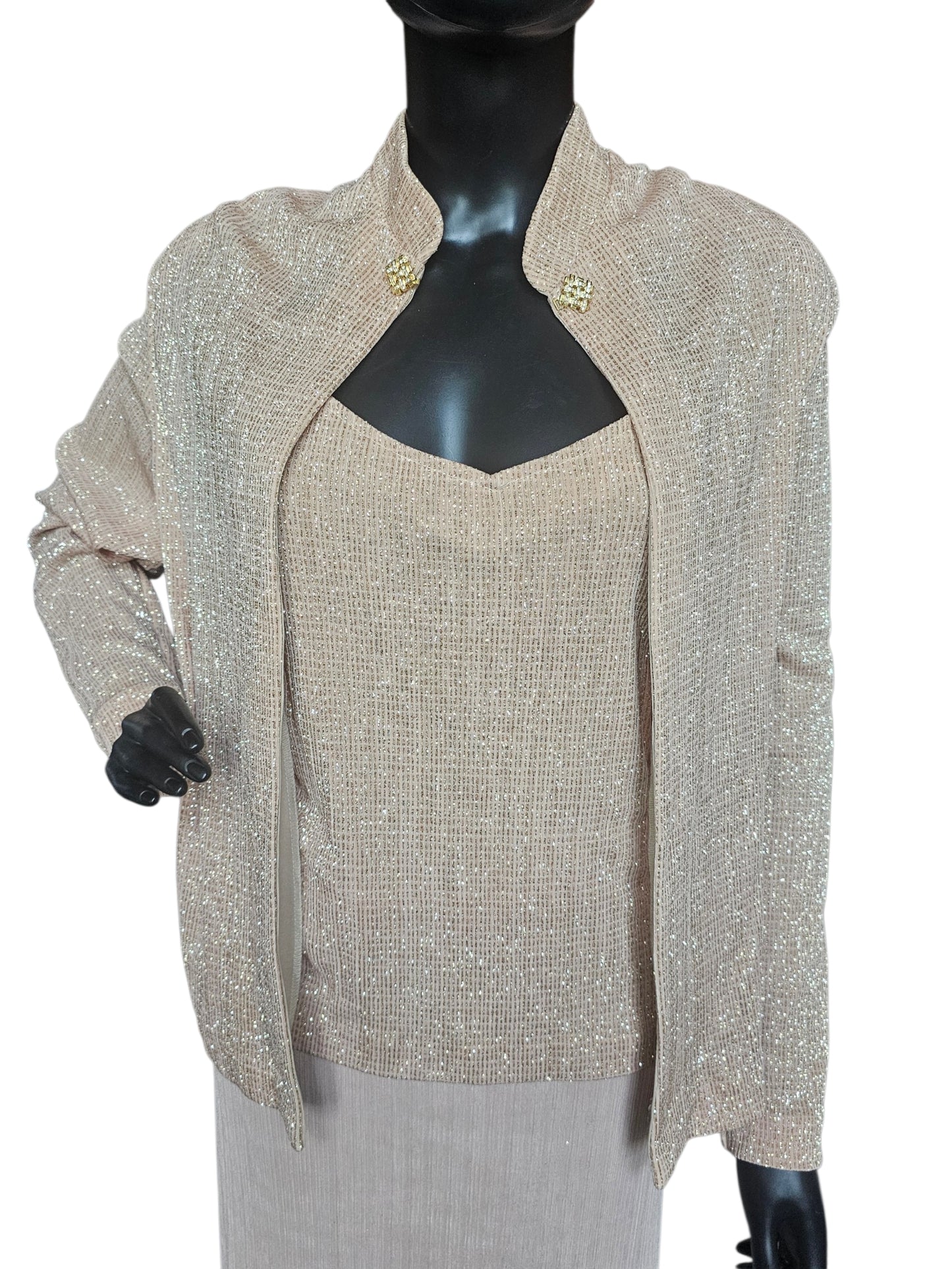 Gold Glitter W/Jacket Scoop Neck Jacket Detail - R & M Richards