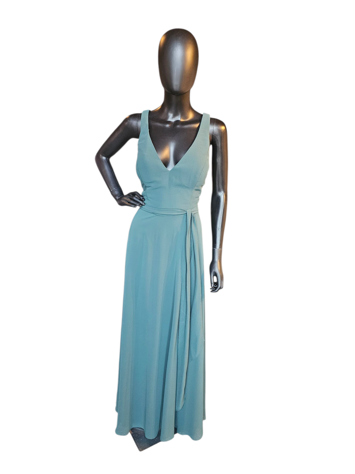 Evergreen Chiffon V-Neck Maxi Formal Dress - Bill Levkoff