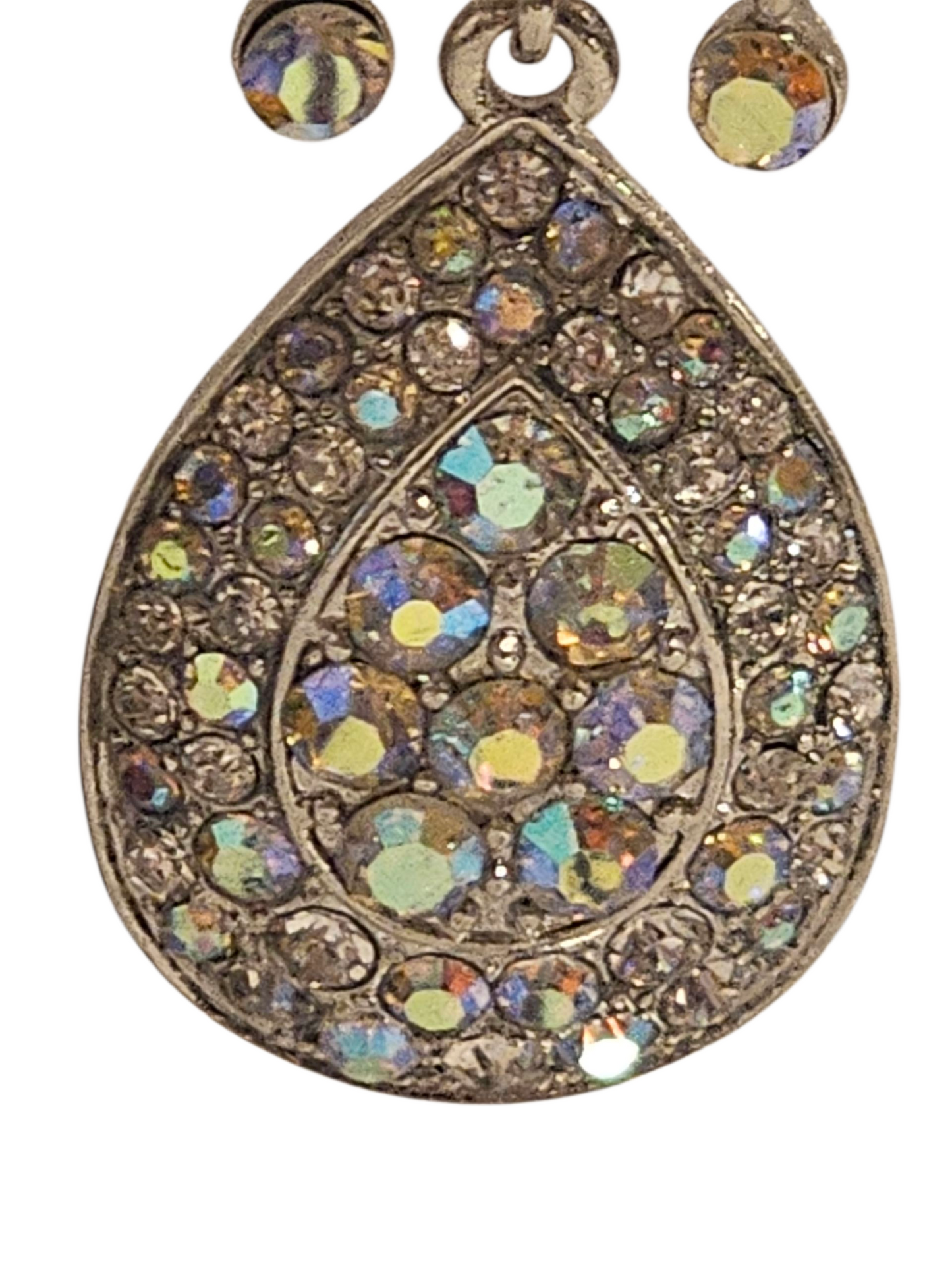 Large Iridescent Teardrop Chandelier Earring