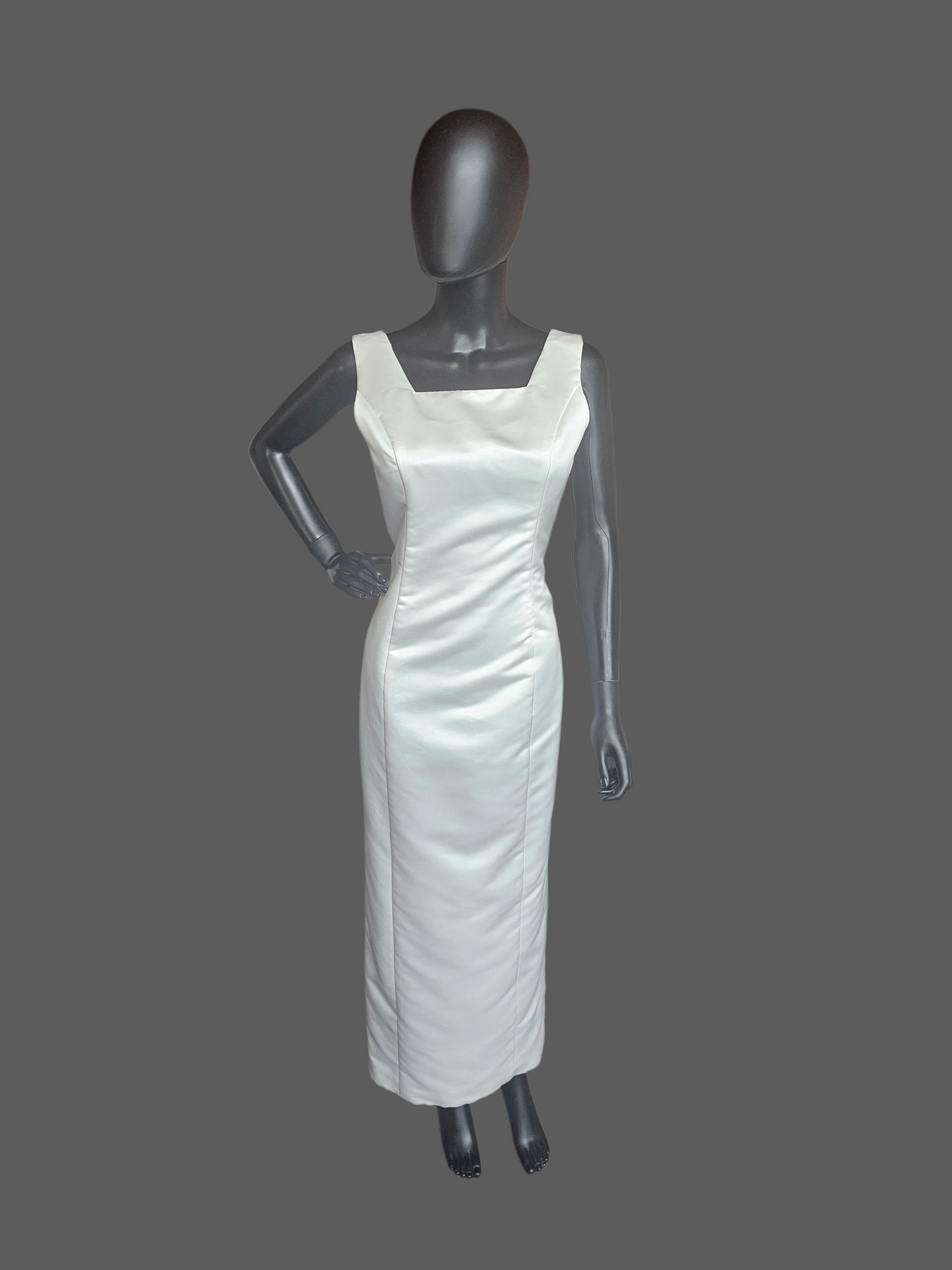 Vintage White Square Neck Detached Rose Train Wedding Gown - Galina