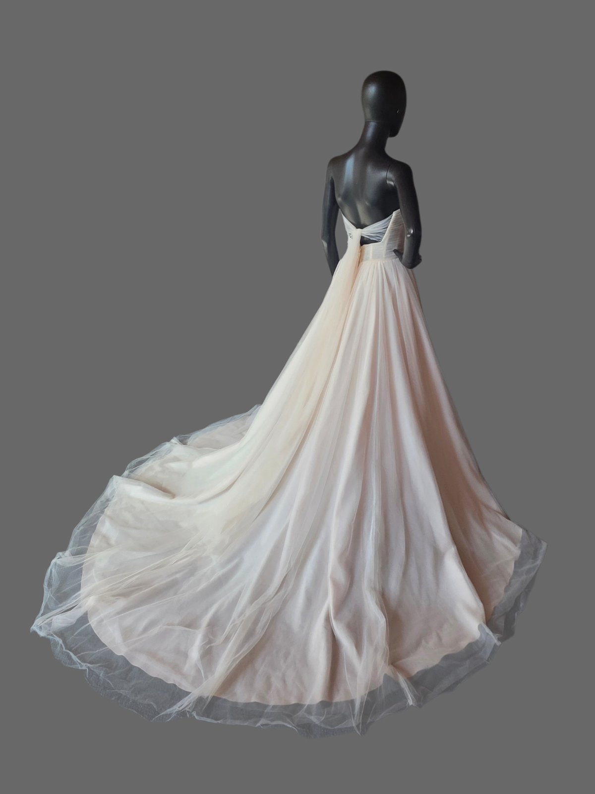 Blush Plunge Corset Top Sweetheart Minimalist Tulle A-Line Wedding Gown - Eddy K