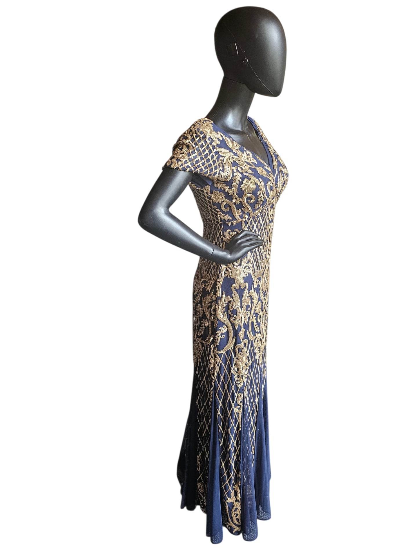 Navy Blue/Gold Sequin - R & M Richards