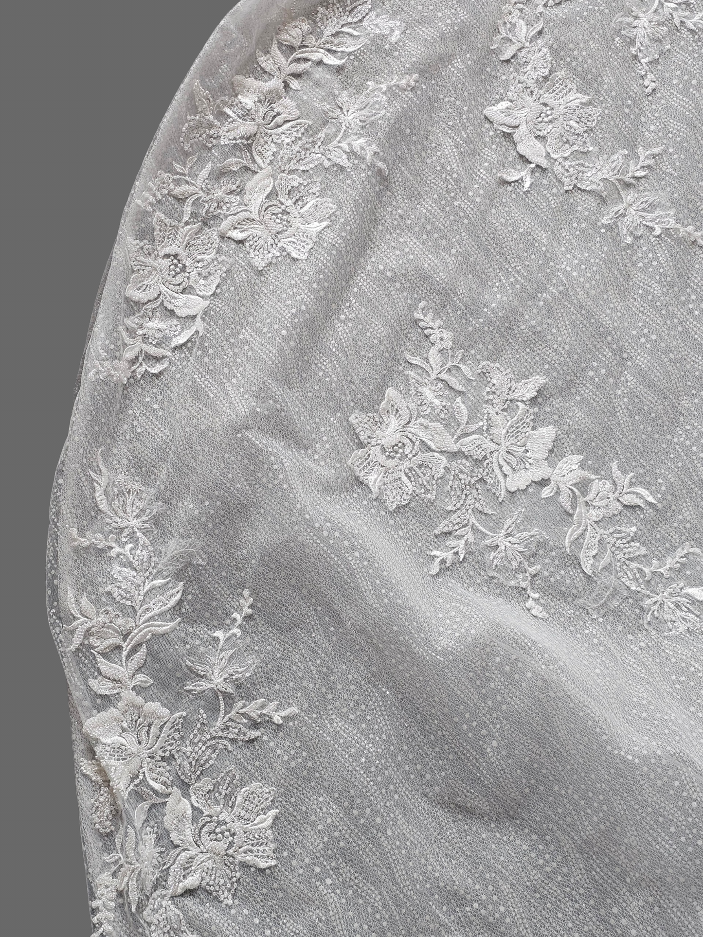 V-Neck Fit/Flare Floral Sparkle Wedding Gown - Martina Liana