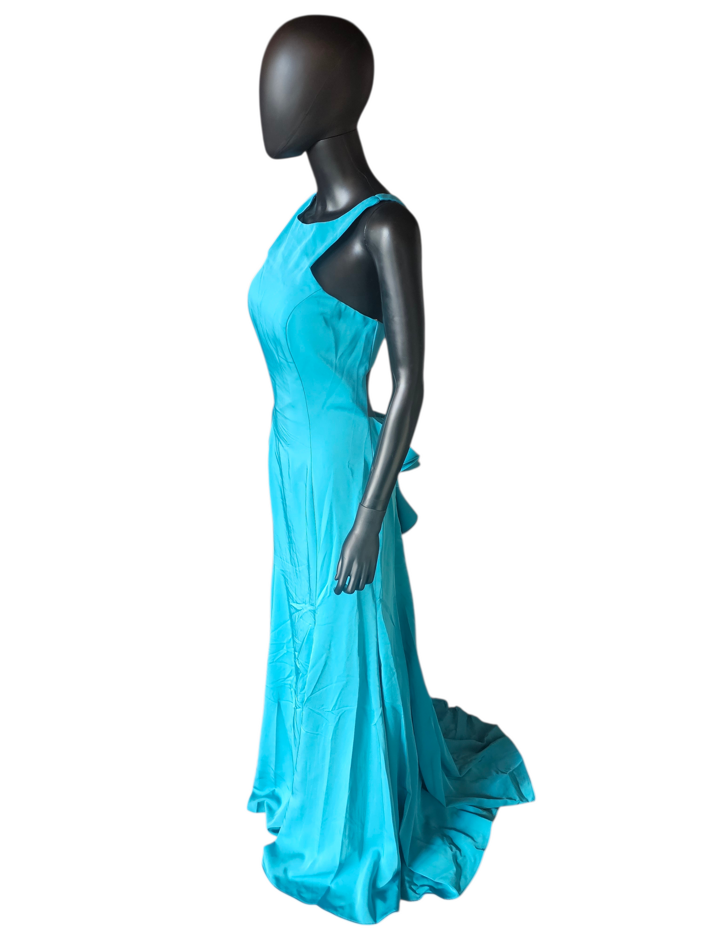 Turquoise Halter Open Back Formal Dress - Juliet
