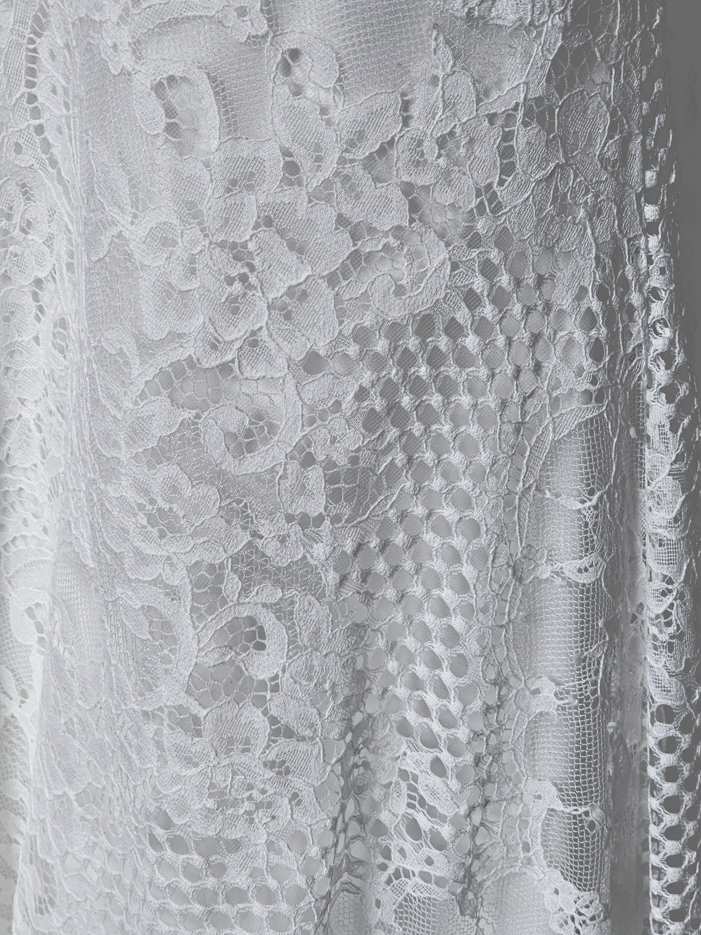 Off Shoulder Soft Ivory Lace Sleeve Fit/Flare Wedding Gown - Wtoo