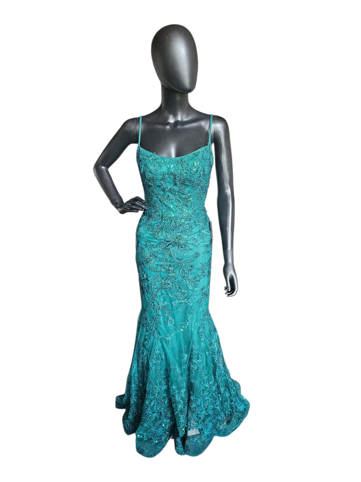 Hunter Mermaid Green/Blue Mesh Sequin Lace Formal Dress/Prom Dress - Ellie Wilde