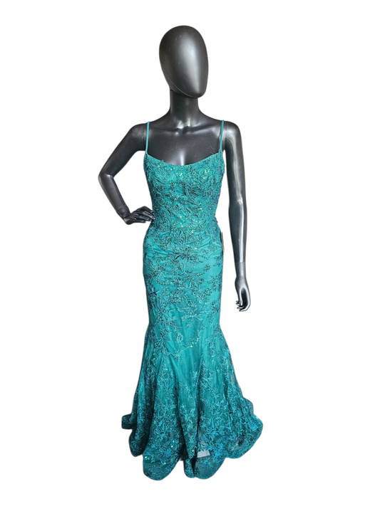 Hunter Mermaid Green/Blue Mesh Sequin Lace Formal Dress/Prom Dress - Ellie Wilde