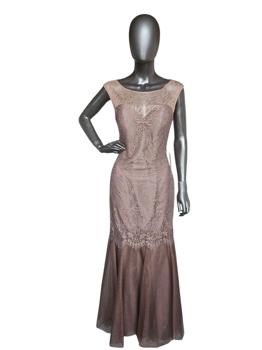 Chocolate Lace Fit/Flare Formal Dress - Da Vinci