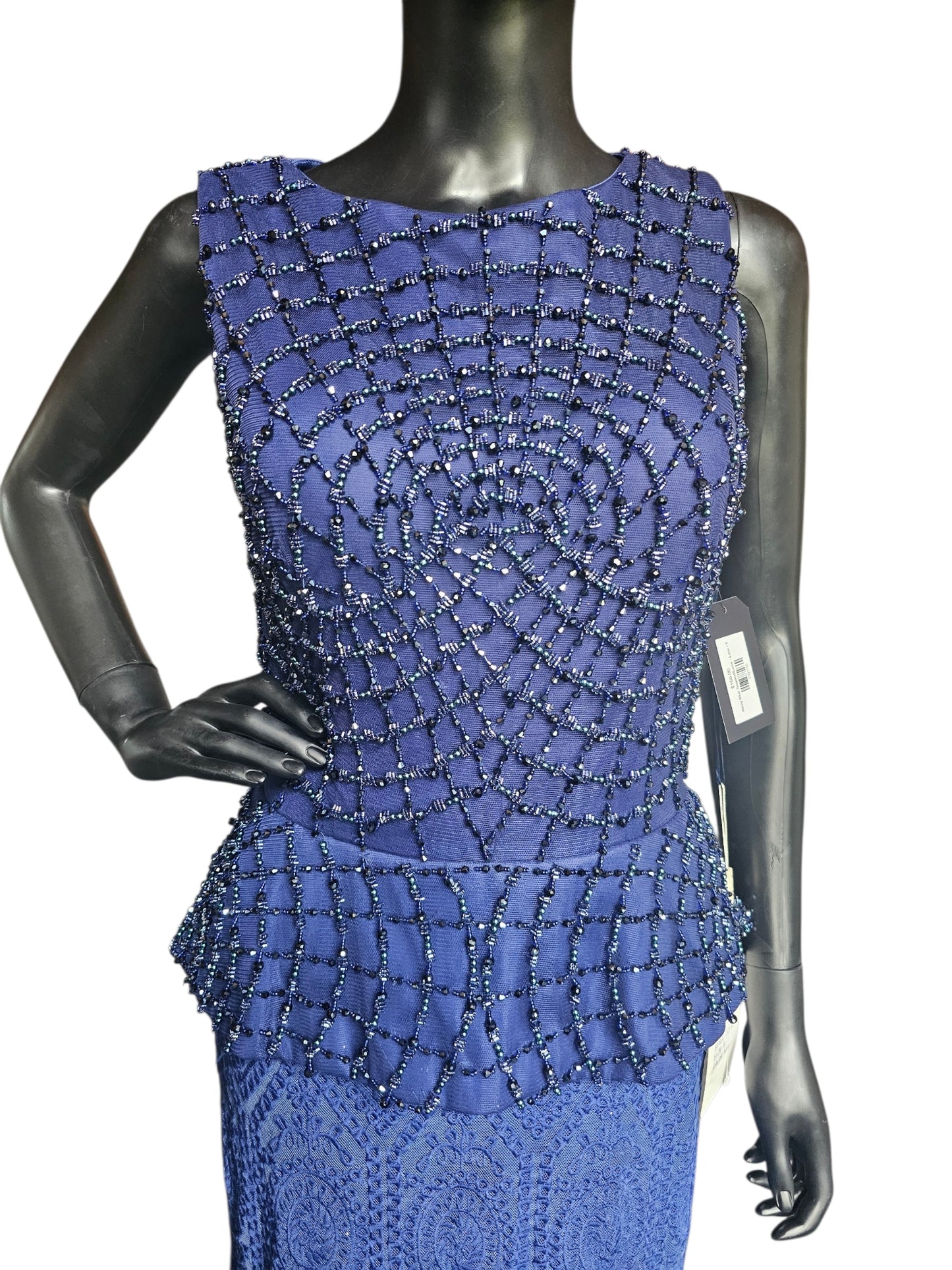 Navy Blue Beaded/Lace - Lara