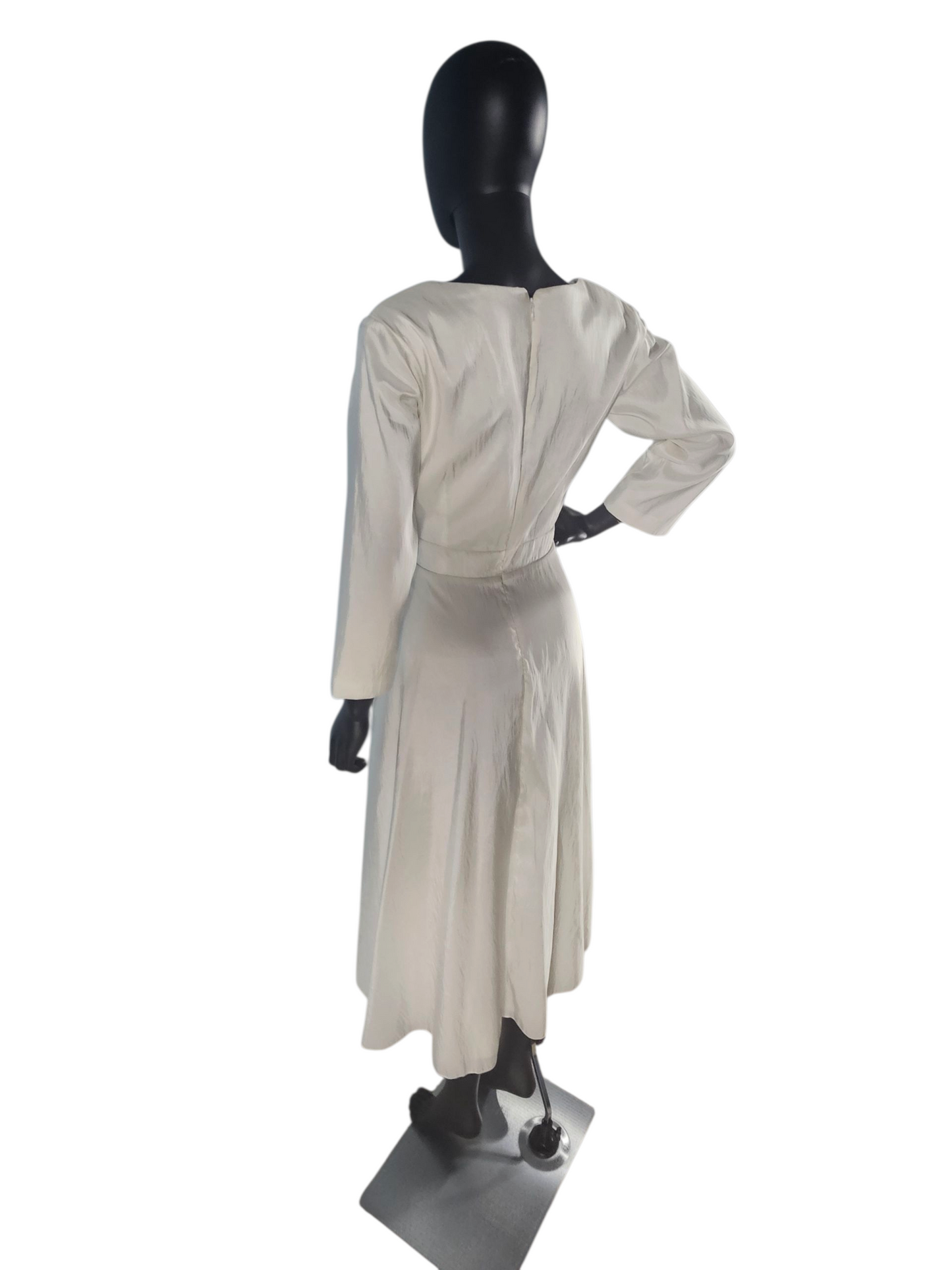 Handmade Taffeta Tea Length Wedding Gown