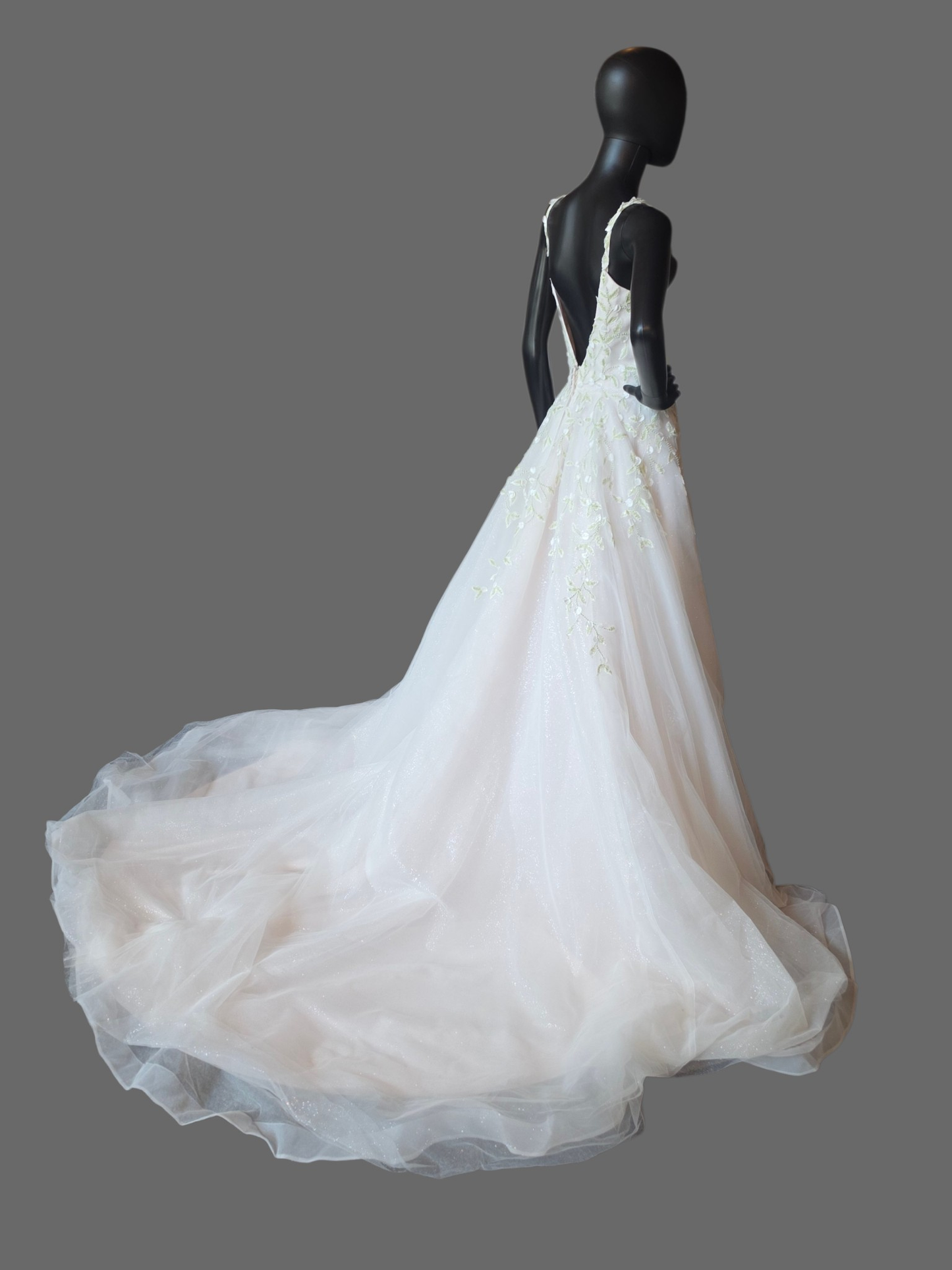 Ivory/Green Floral Sparkle A-Line Wedding Gown - Maggie Sottero