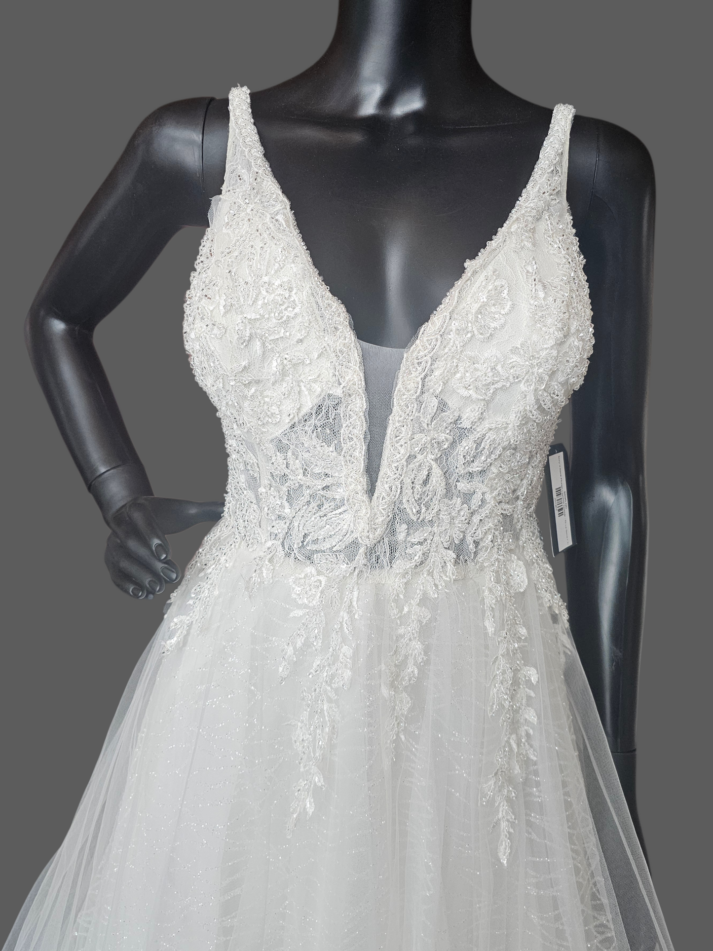 Ivory V-Neck Plunge Layered Sparkle - Di La Sena