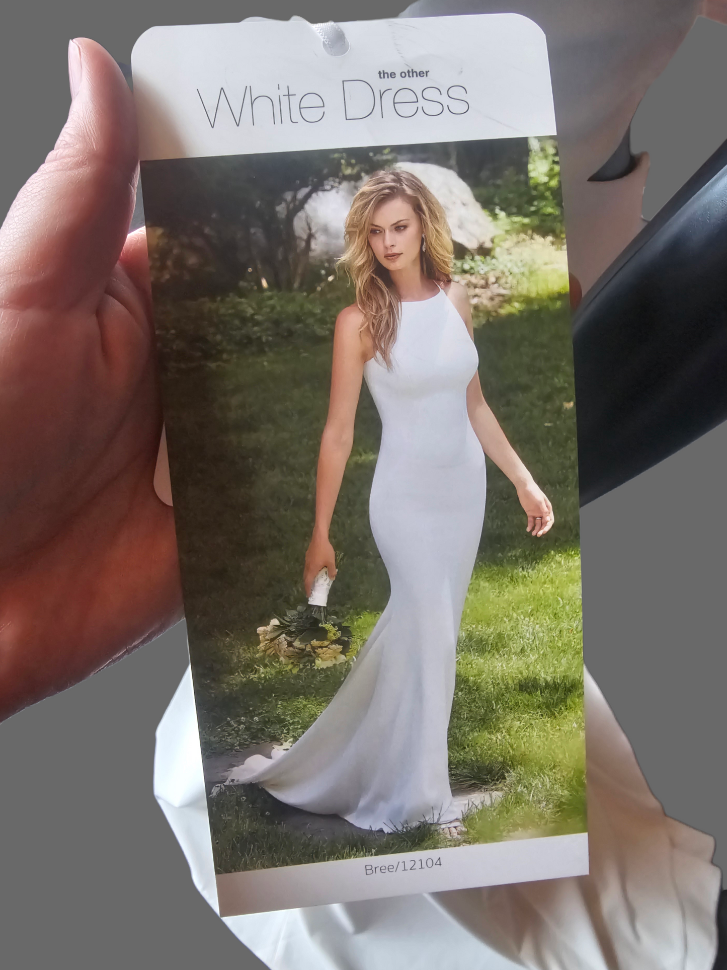 Ivory Stretch Crepe Halter Fit/Flare Minimalist Wedding Gown - Mori Lee